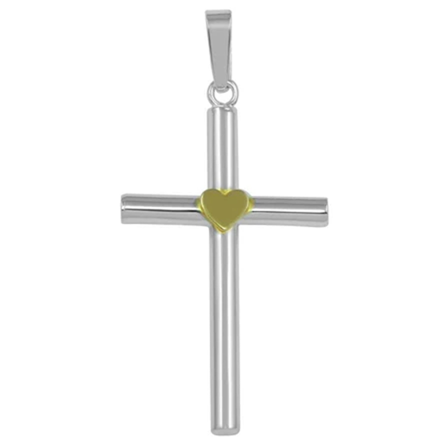 Sterling Silver Cross & Heart Pendant