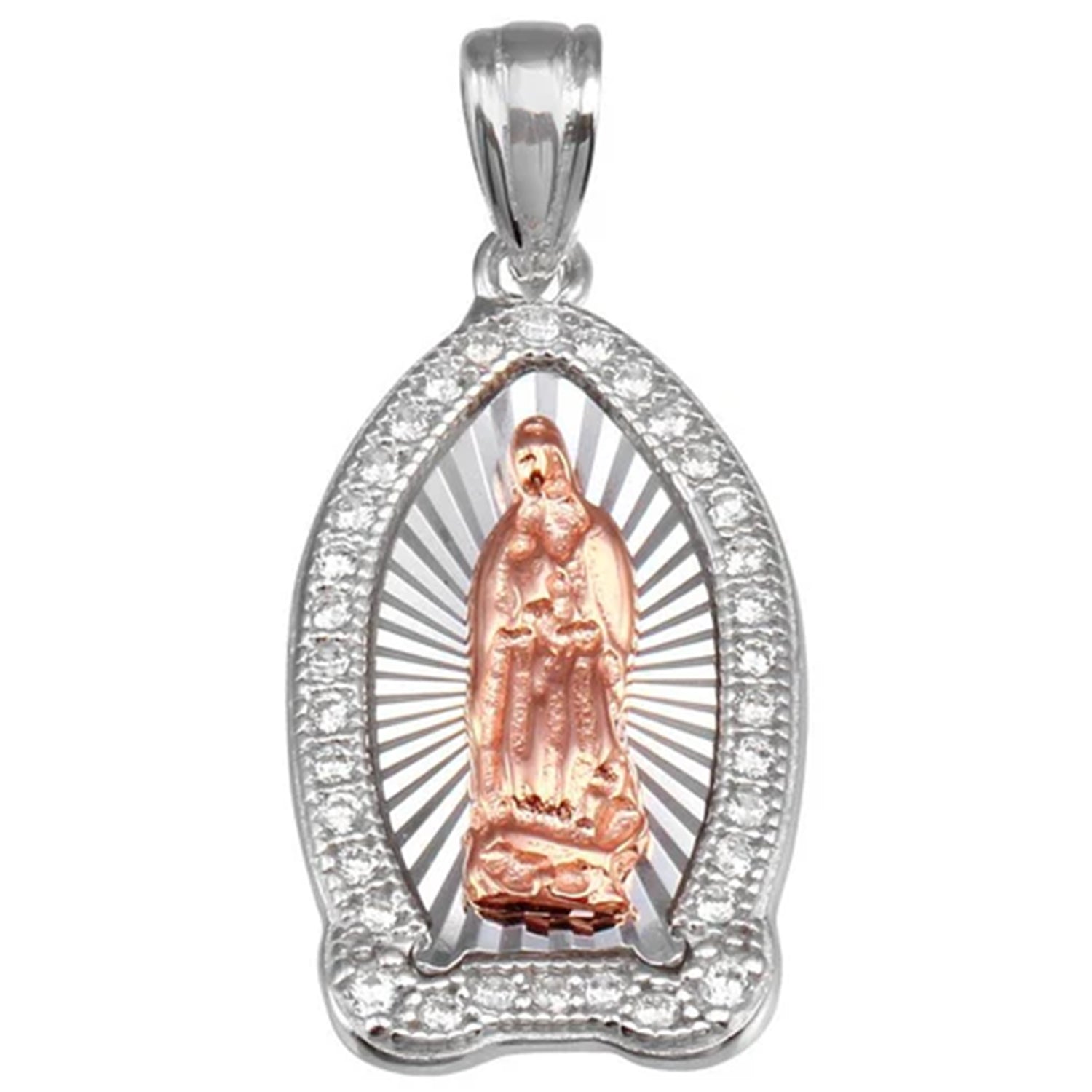 Sterling Silver Rose Gold Plated Guadalupe Pendant