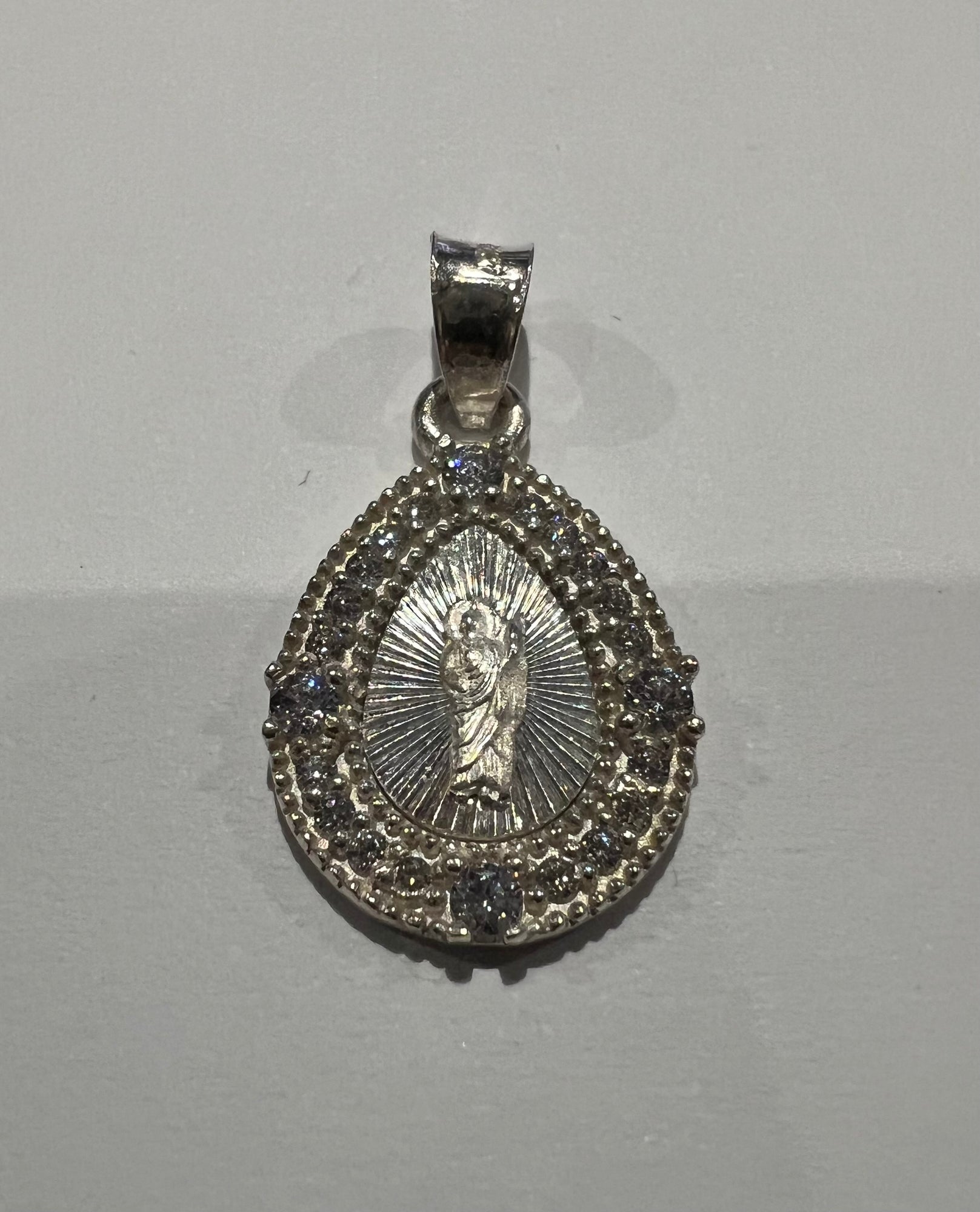 Vintage Sterling Silver CZ San Judas Pendant