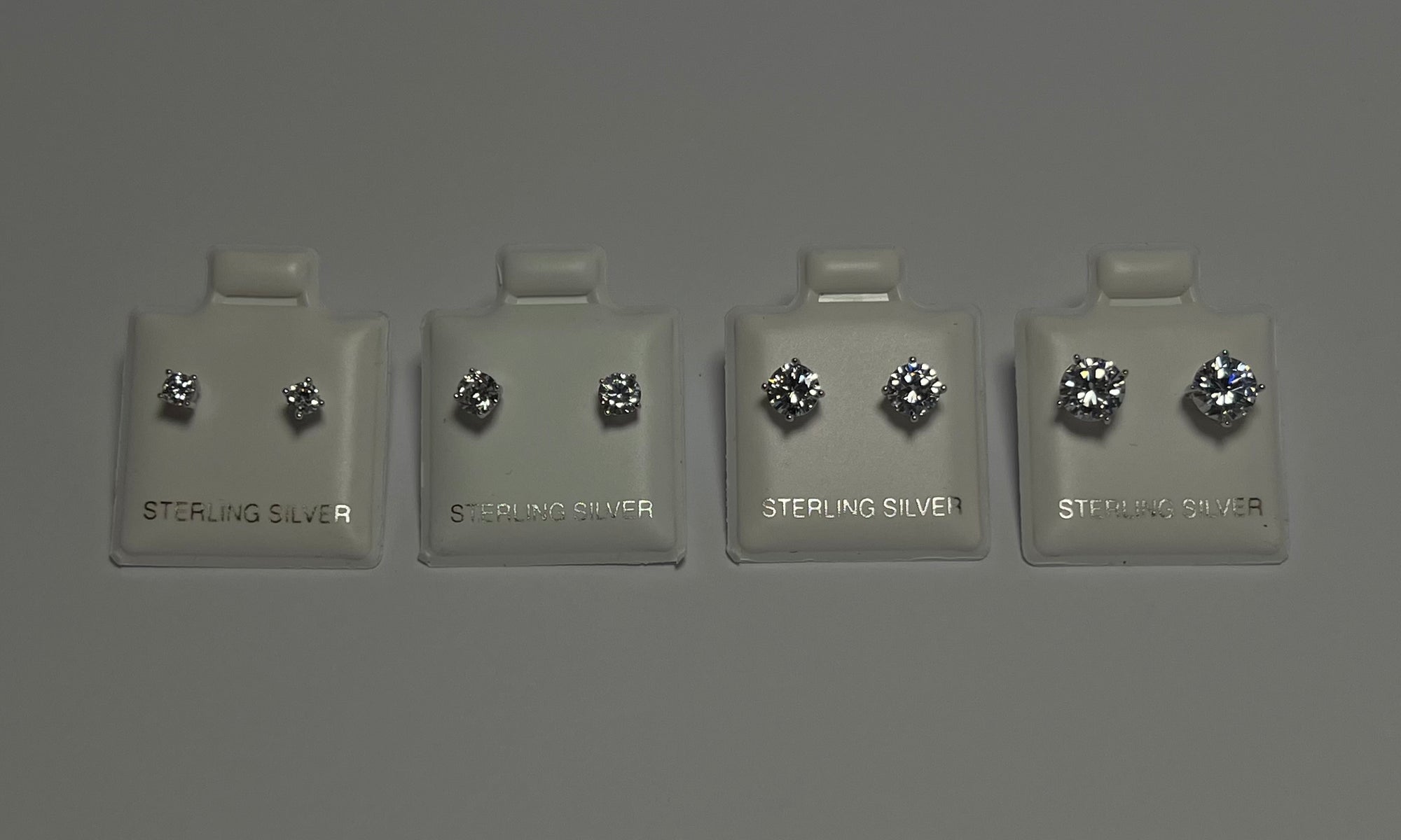 Sterling Silver Rhodium Plated CZ Studs