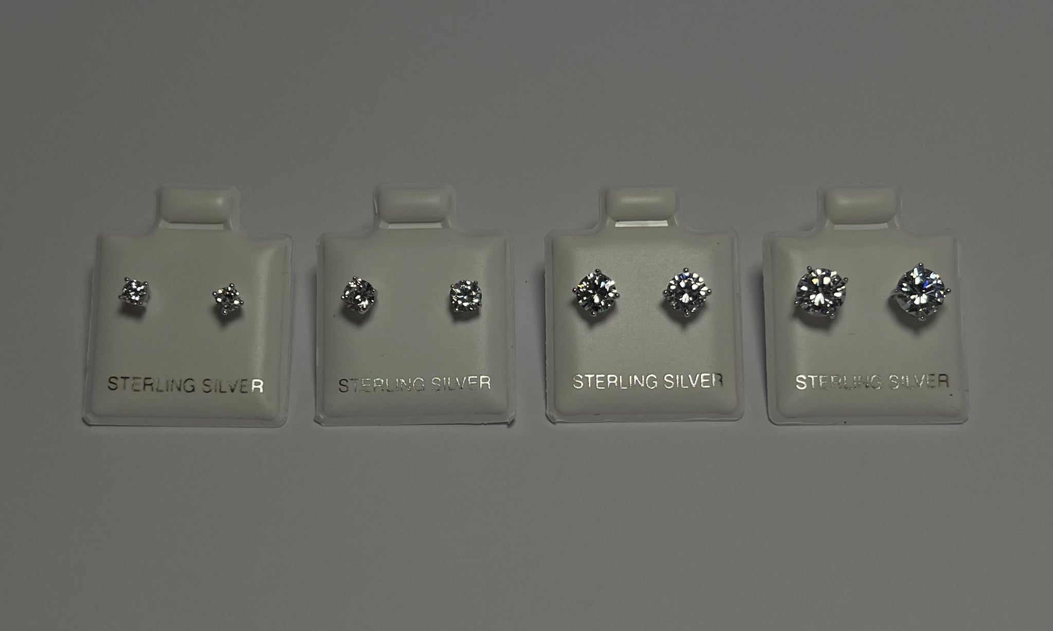 Sterling Silver Rhodium Plated CZ Studs