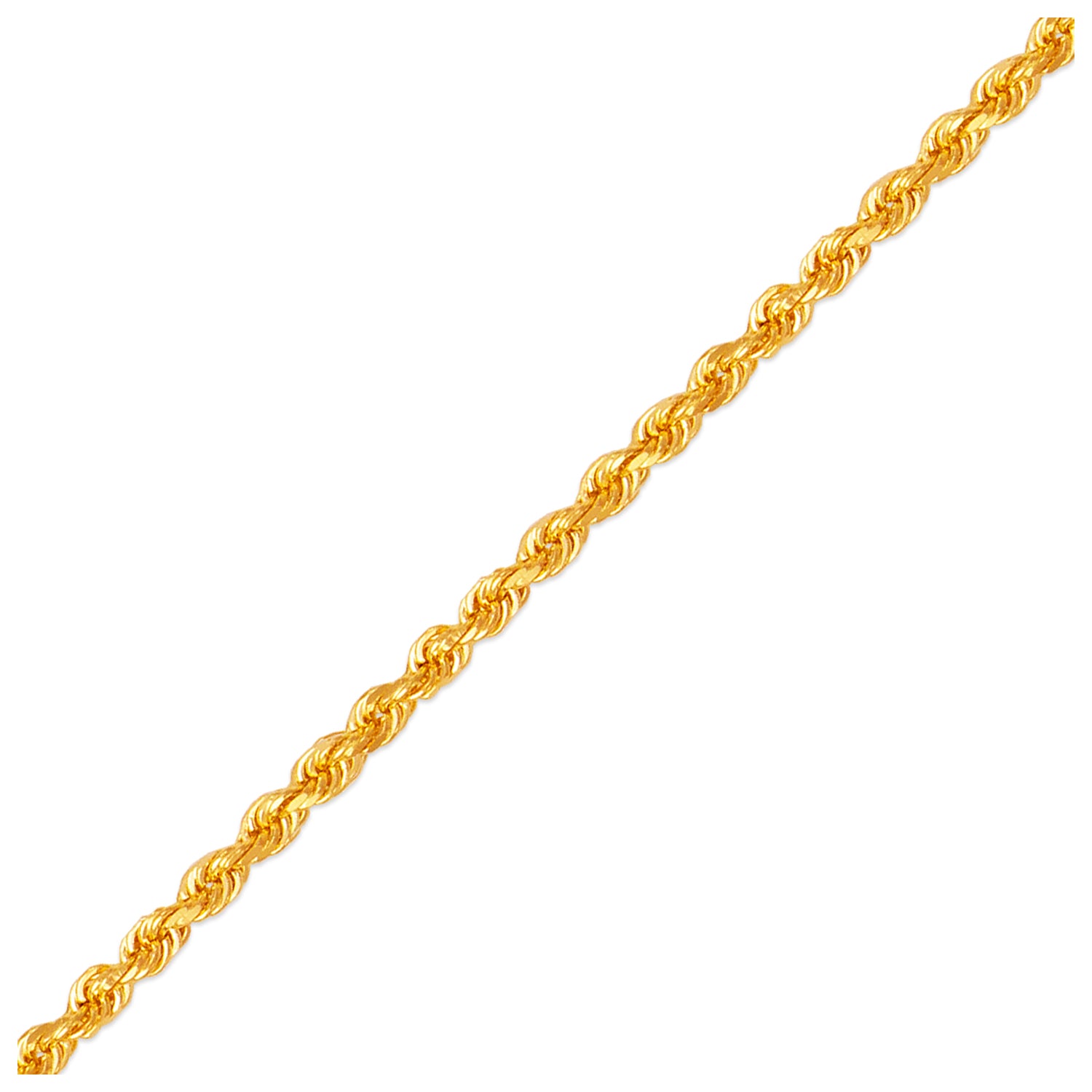 14K Gold 2.5 mm D/C Rope Chain