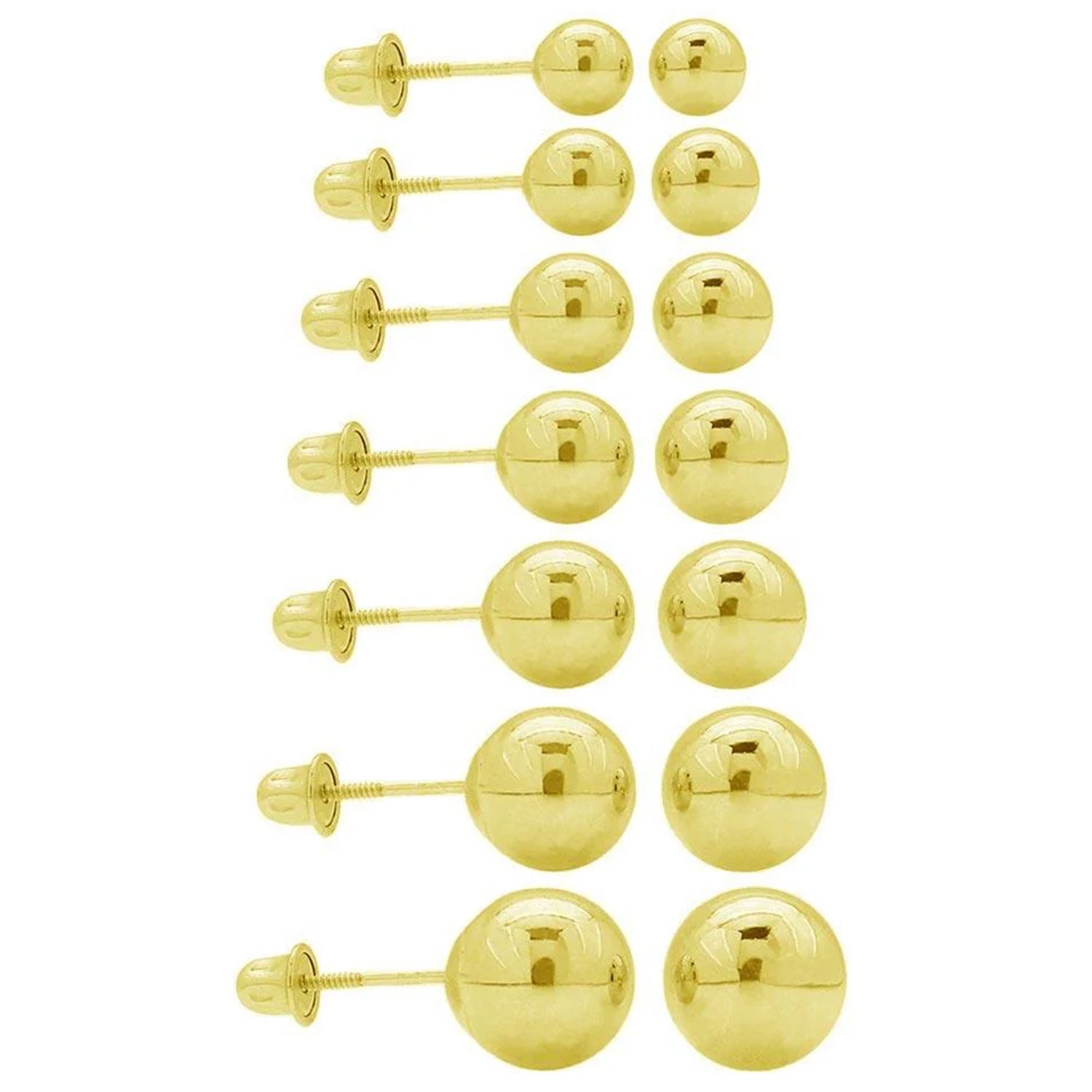14K Gold Bead Screw Back Stud Earrings