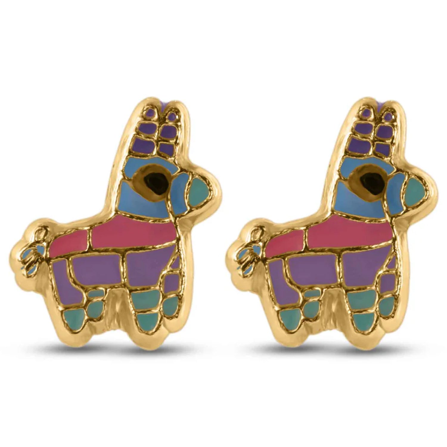 14K Gold Pinata Screw Back Stud Earrings