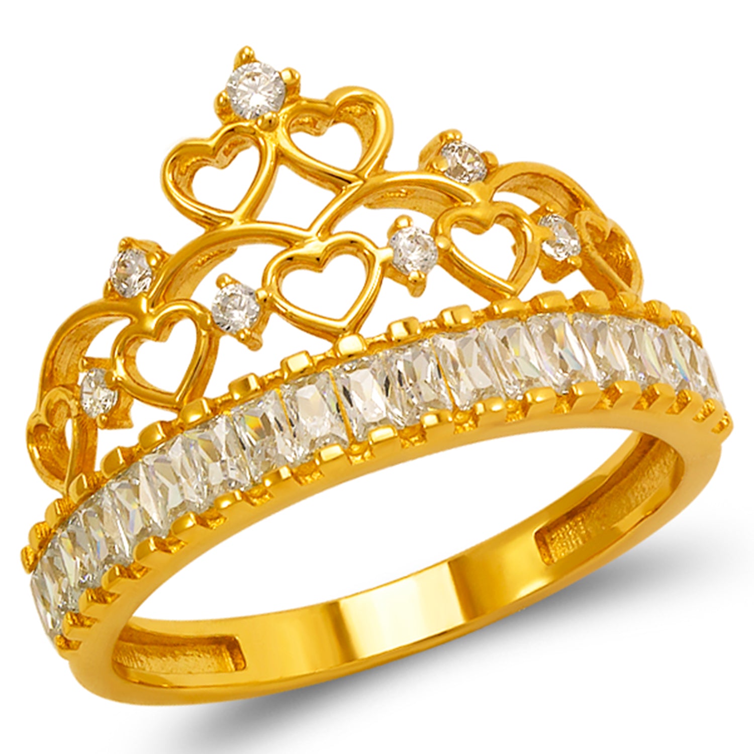 14K Gold CZ Tiara Ring