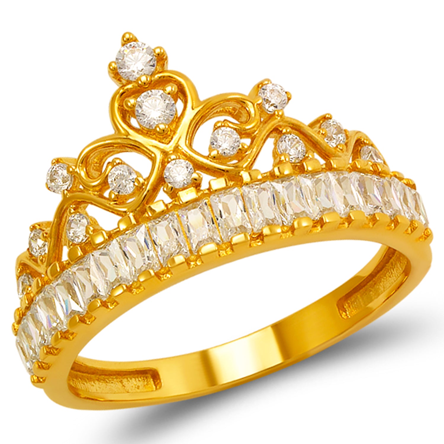14K Gold CZ Tiara Ring