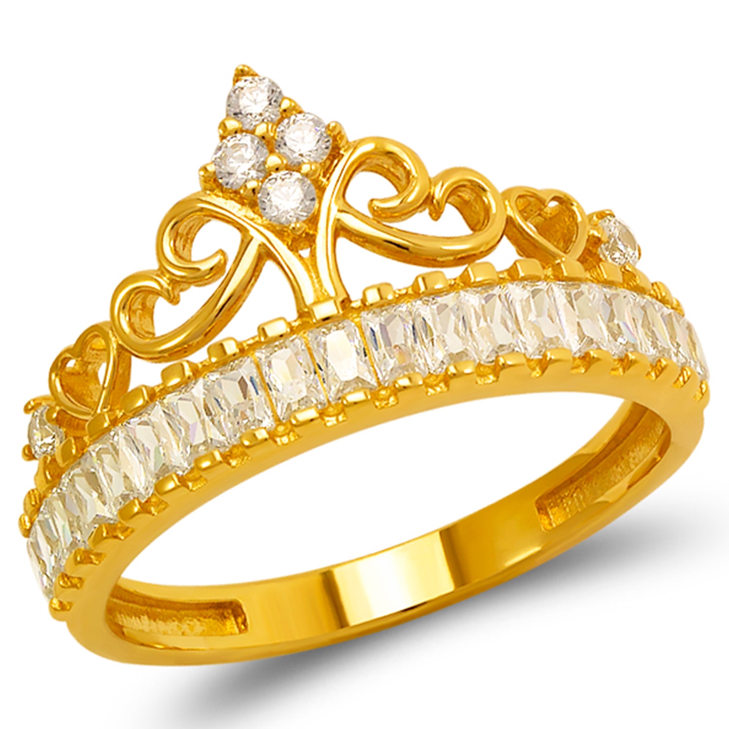 14K Gold CZ Tiara Ring
