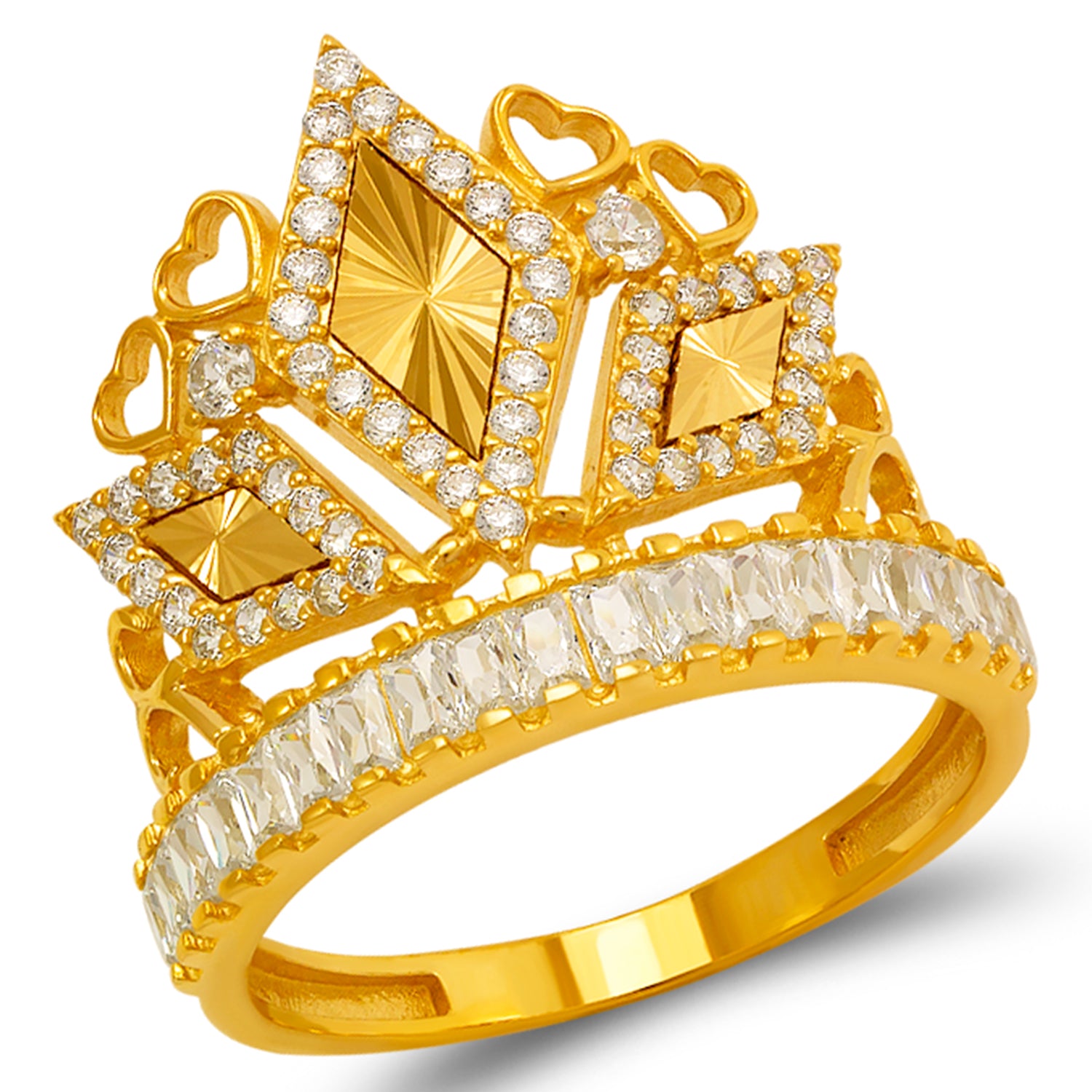 14K Gold CZ Tiara Ring