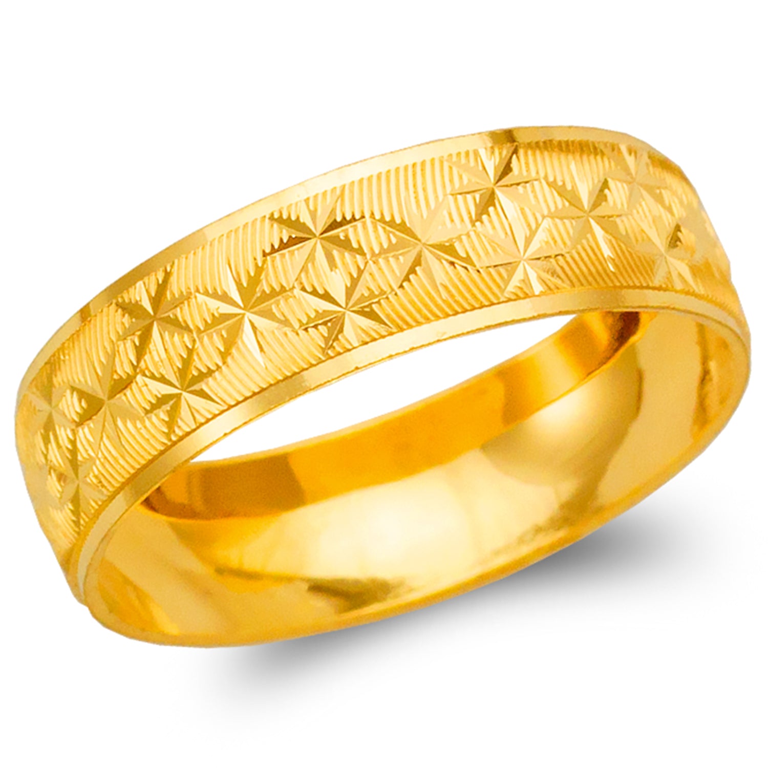 14K Gold 6 mm D/C Star Band Ring