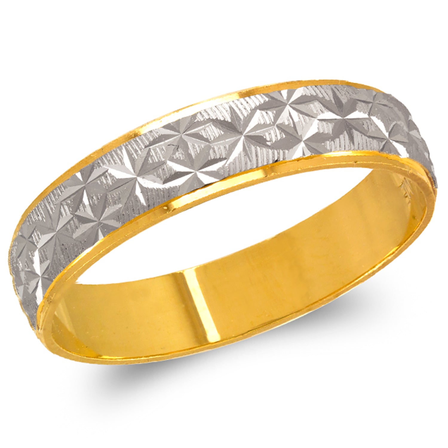 14K Gold Two Tone 5 mm D/C Band Ring