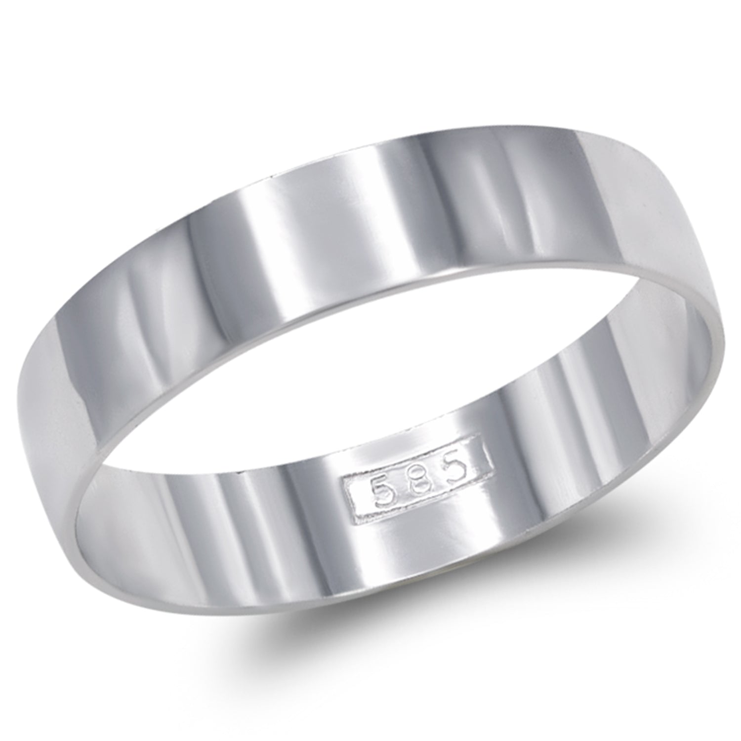14K White Gold 4 mm Plain Band Ring