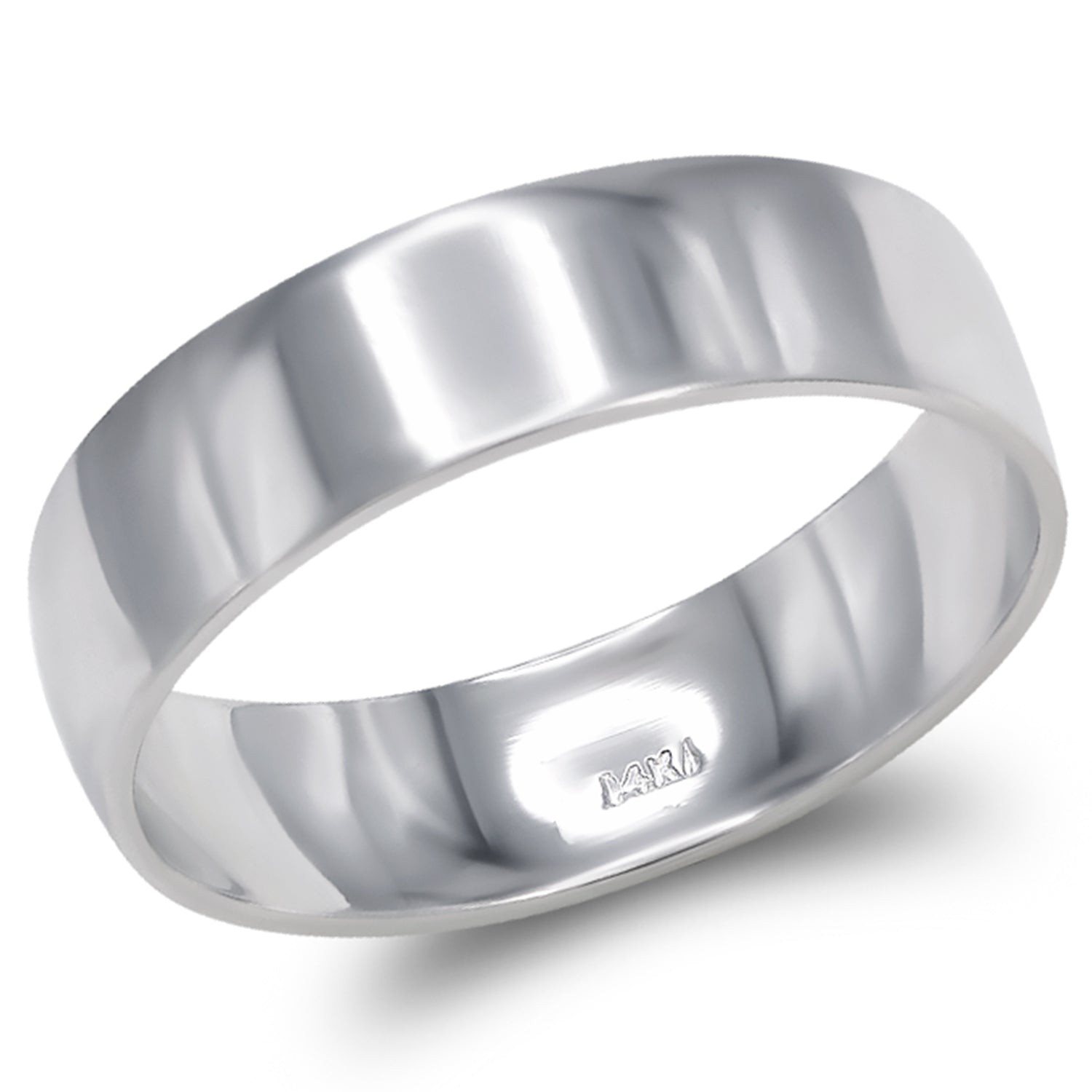 14K White Gold 5 mm Plain Band Ring