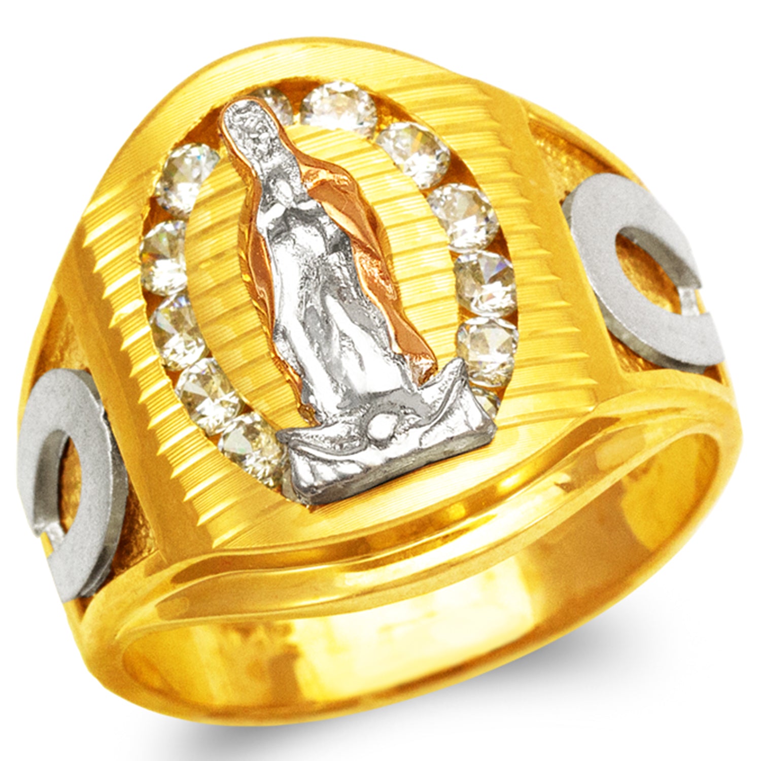 14K Gold CZ Guadalups & Horseshoe Ring