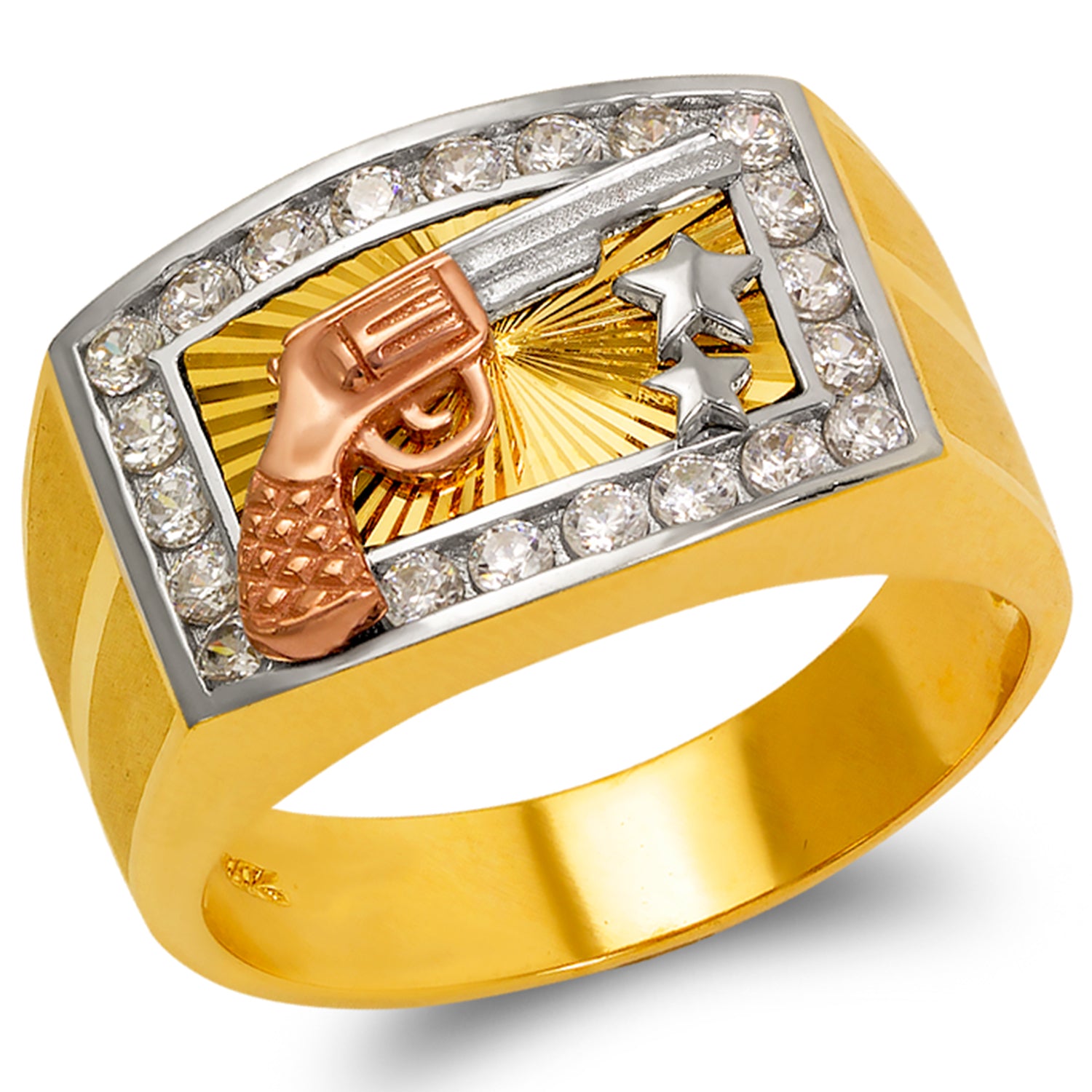 14K Gold CZ Revolver Ring