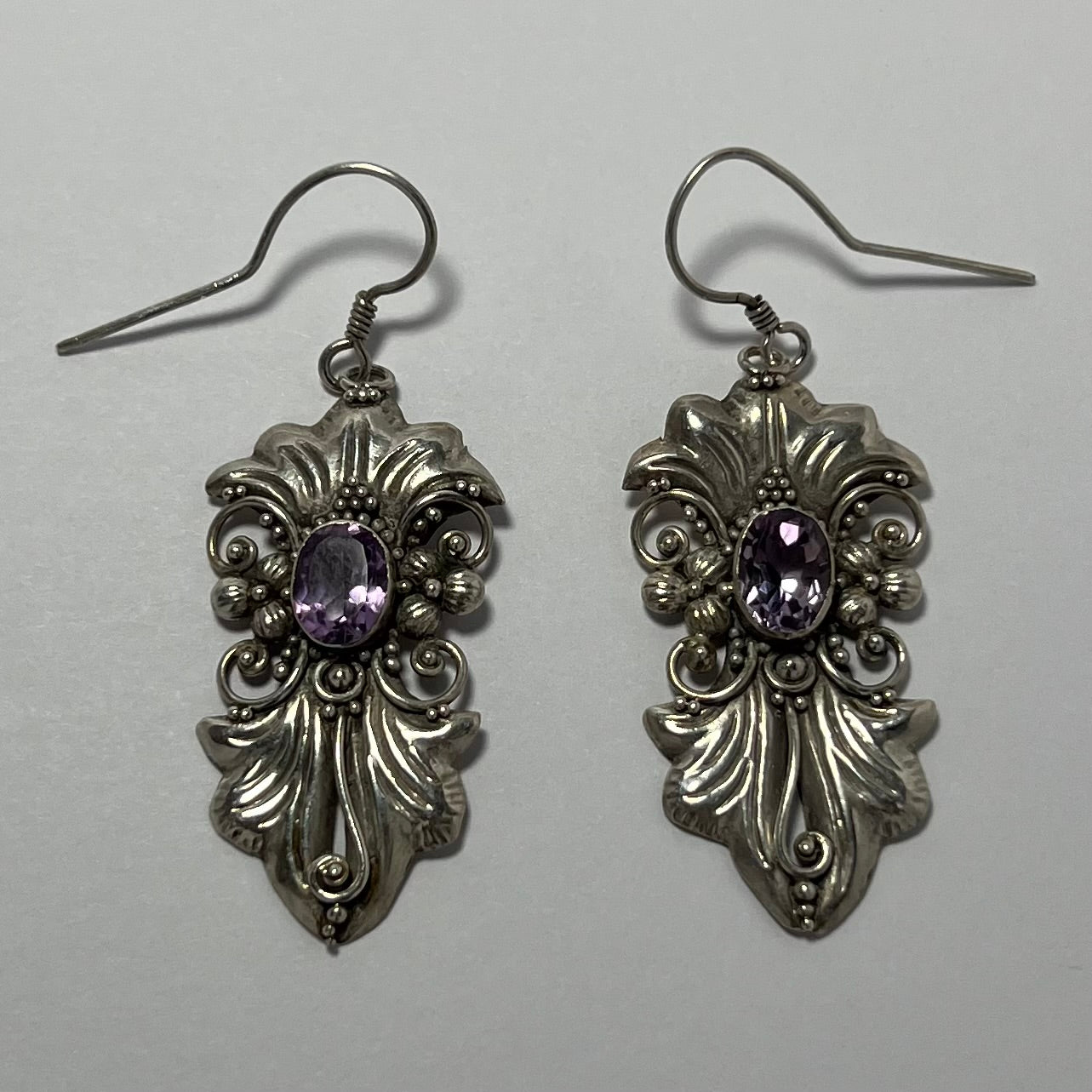 Vintage Sterling Silver Amethyst Earrings