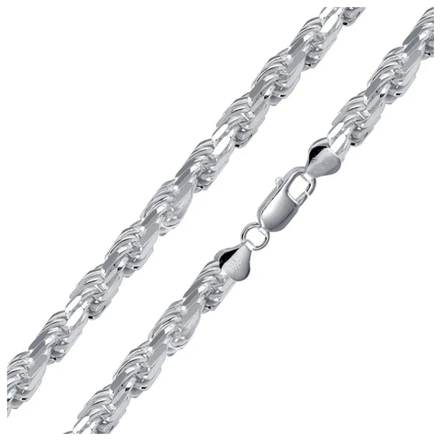 Sterling Silver 10 mm D/C Rope Chain