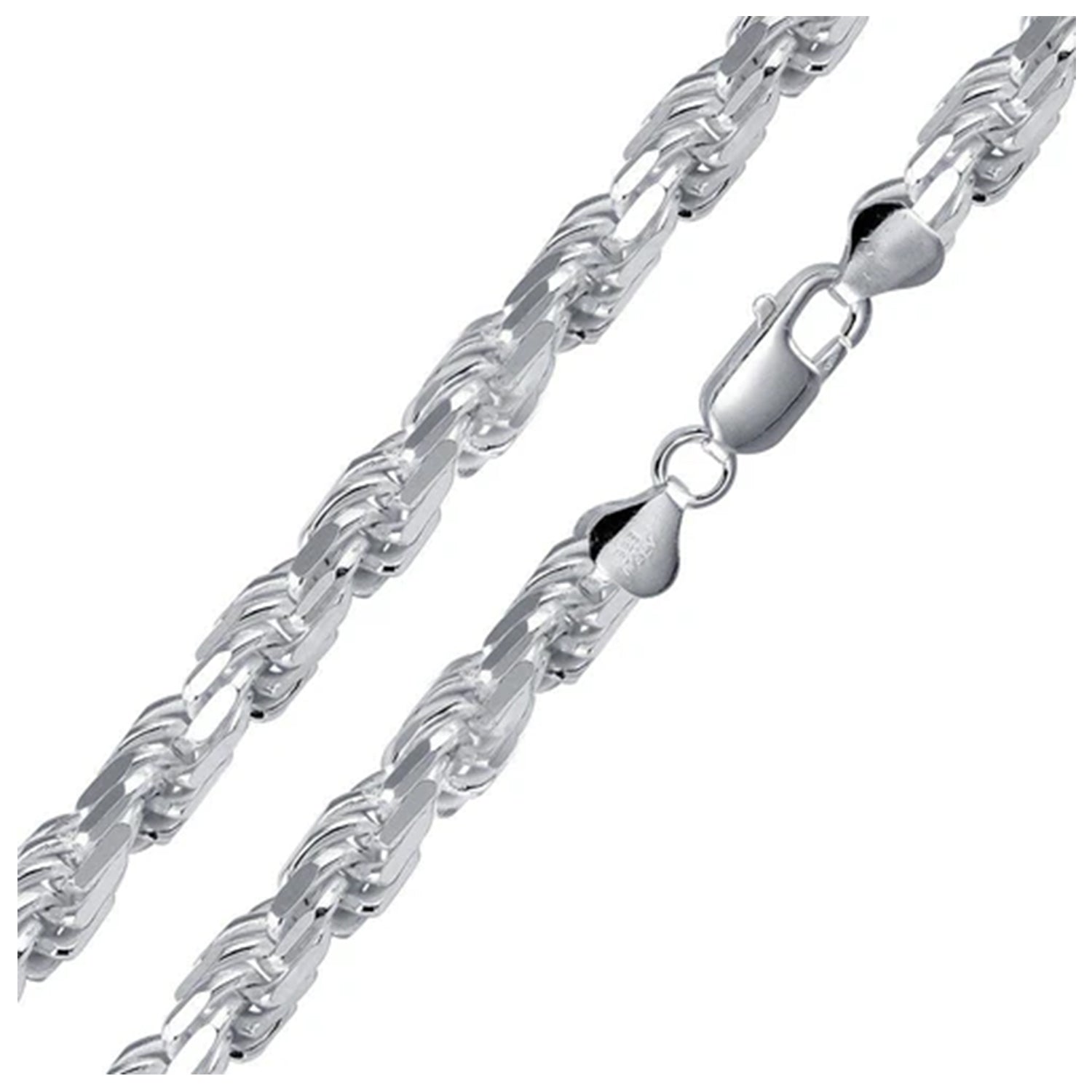 Sterling Silver 12 mm D/C Rope Chain