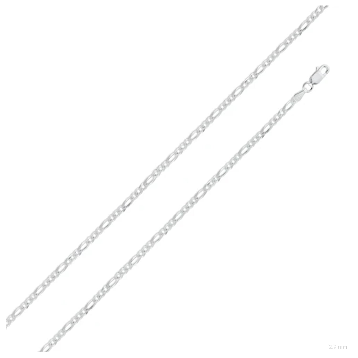 Sterling Silver 2.9 mm Figaro Chain