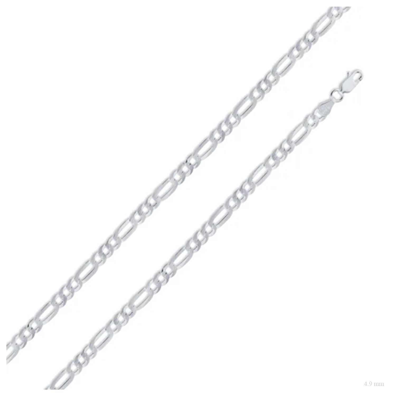 Sterling Silver 4.9 mm Figaro Chain