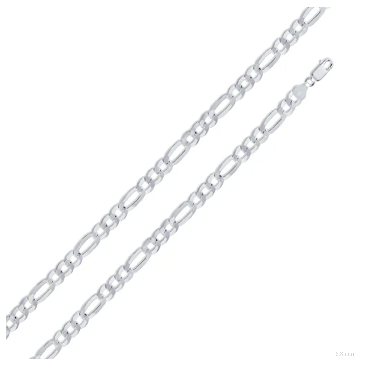Sterling Silver 6.8 mm Figaro Chain