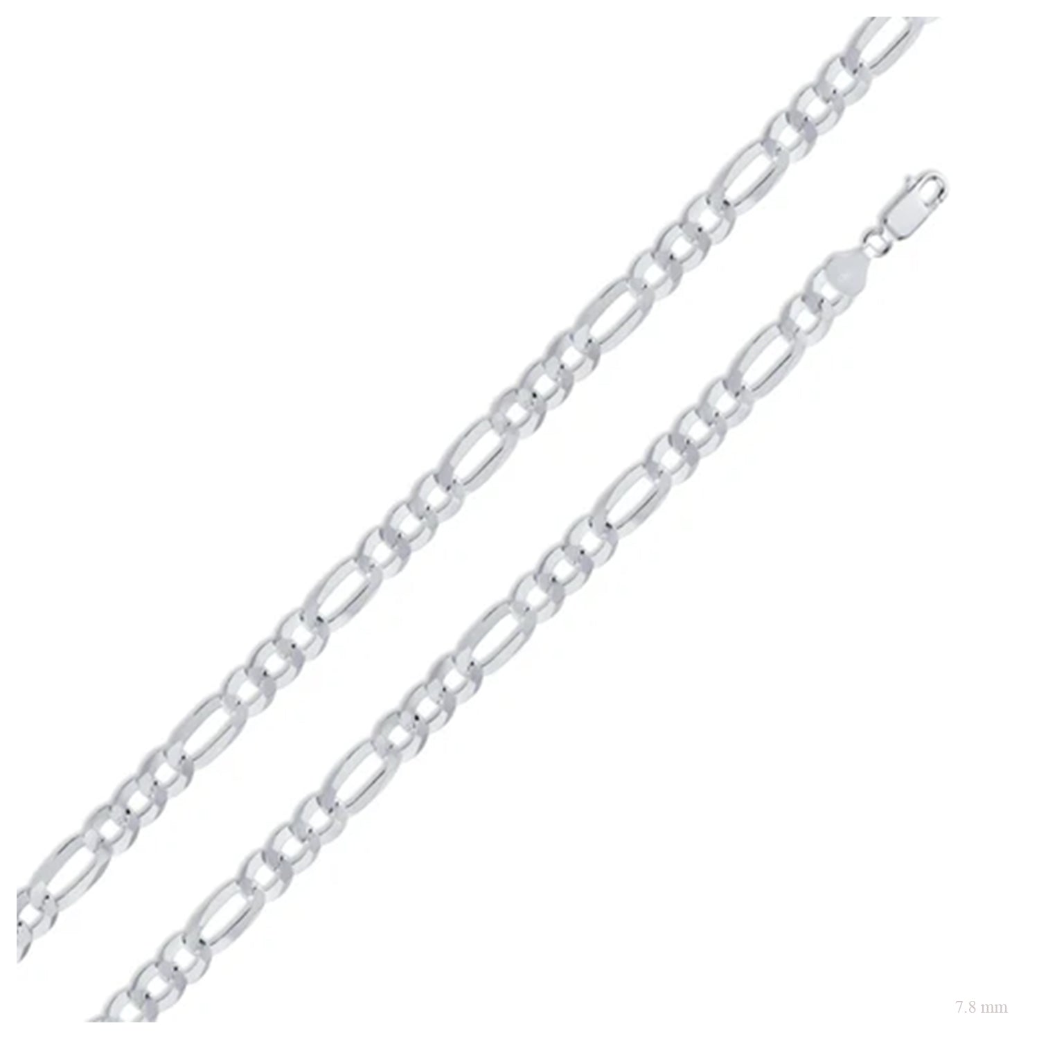 Sterling Silver 7.8 mm Figaro Chain