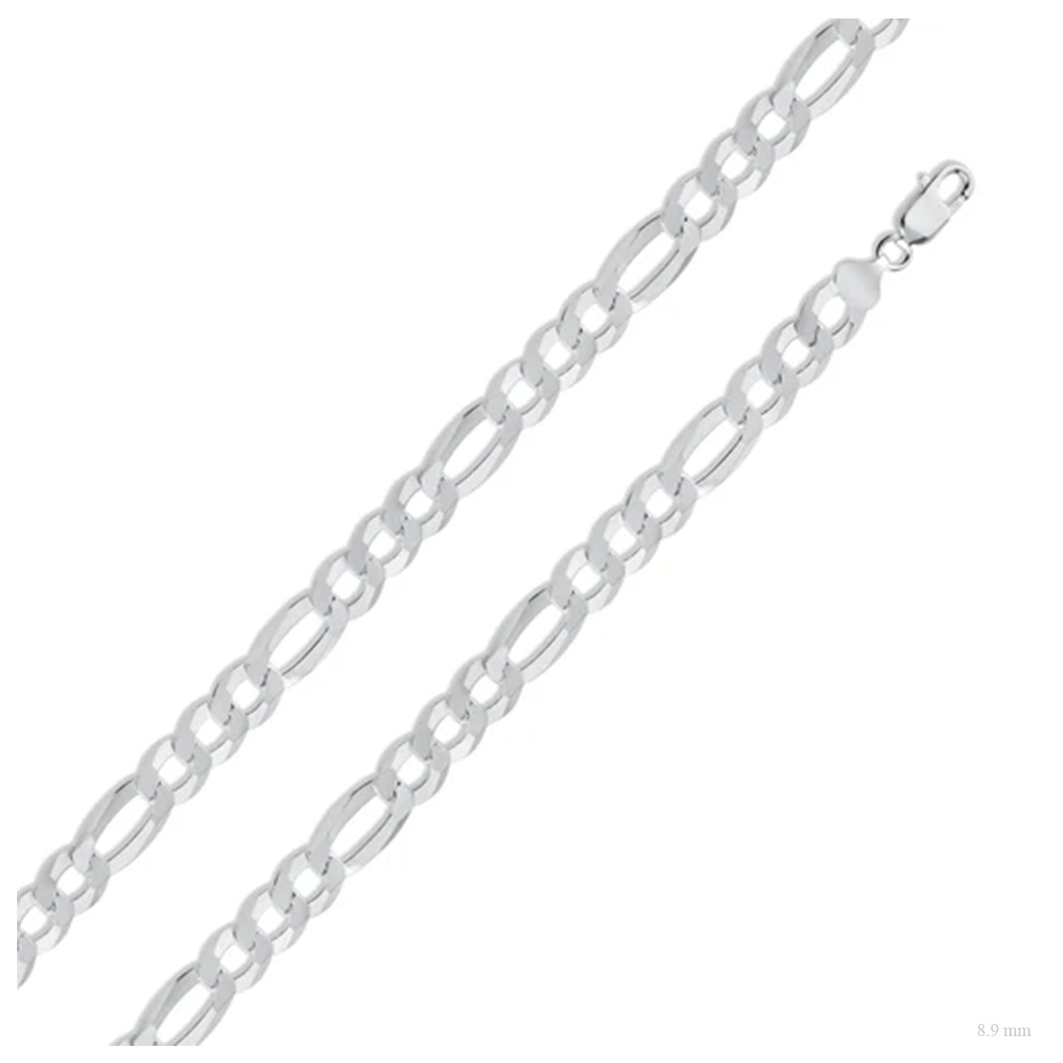 Sterling Silver 8.9 mm Figaro Chain
