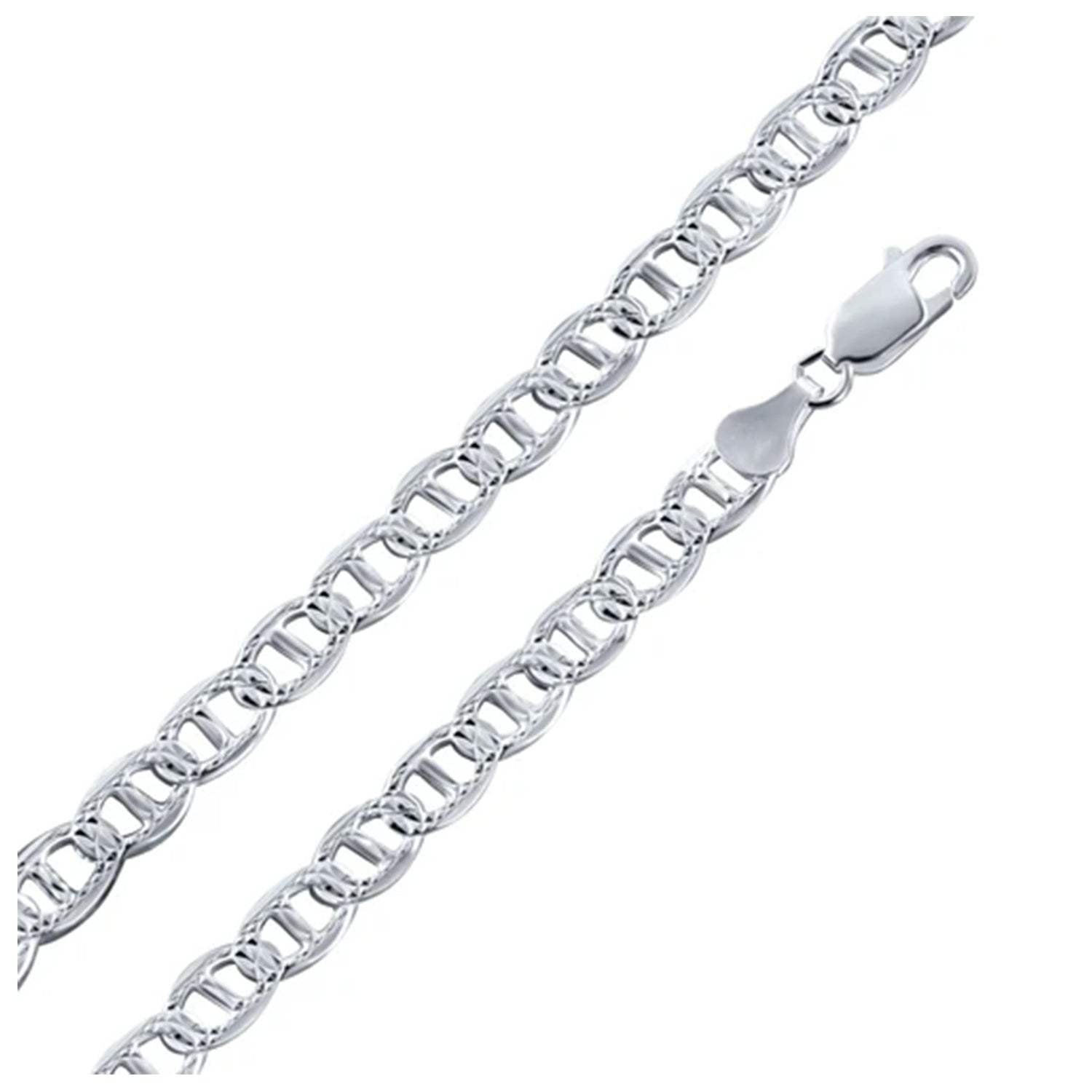 Sterling Silver 6.2 mm D/C Mariner Chain