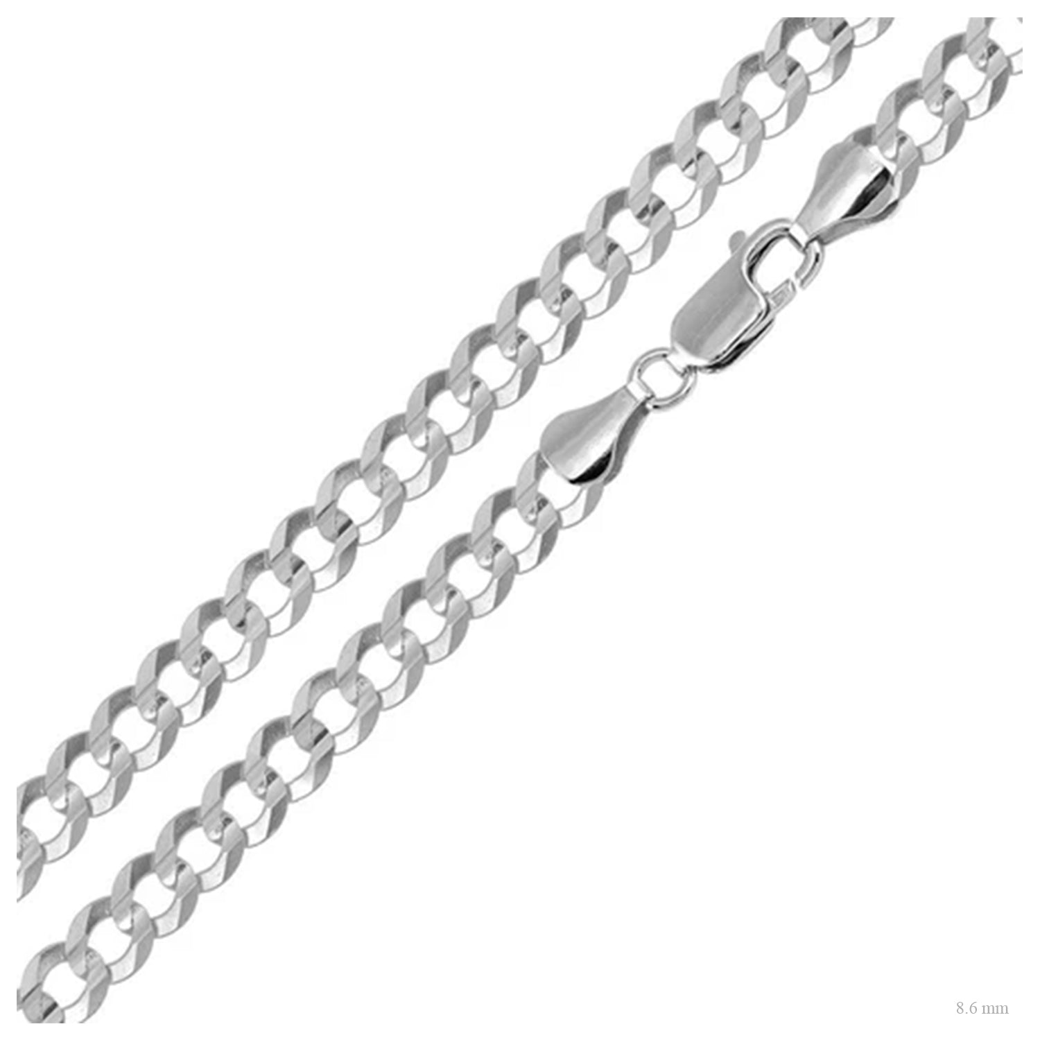 Sterling Silver 8.6 mm Curb Chain