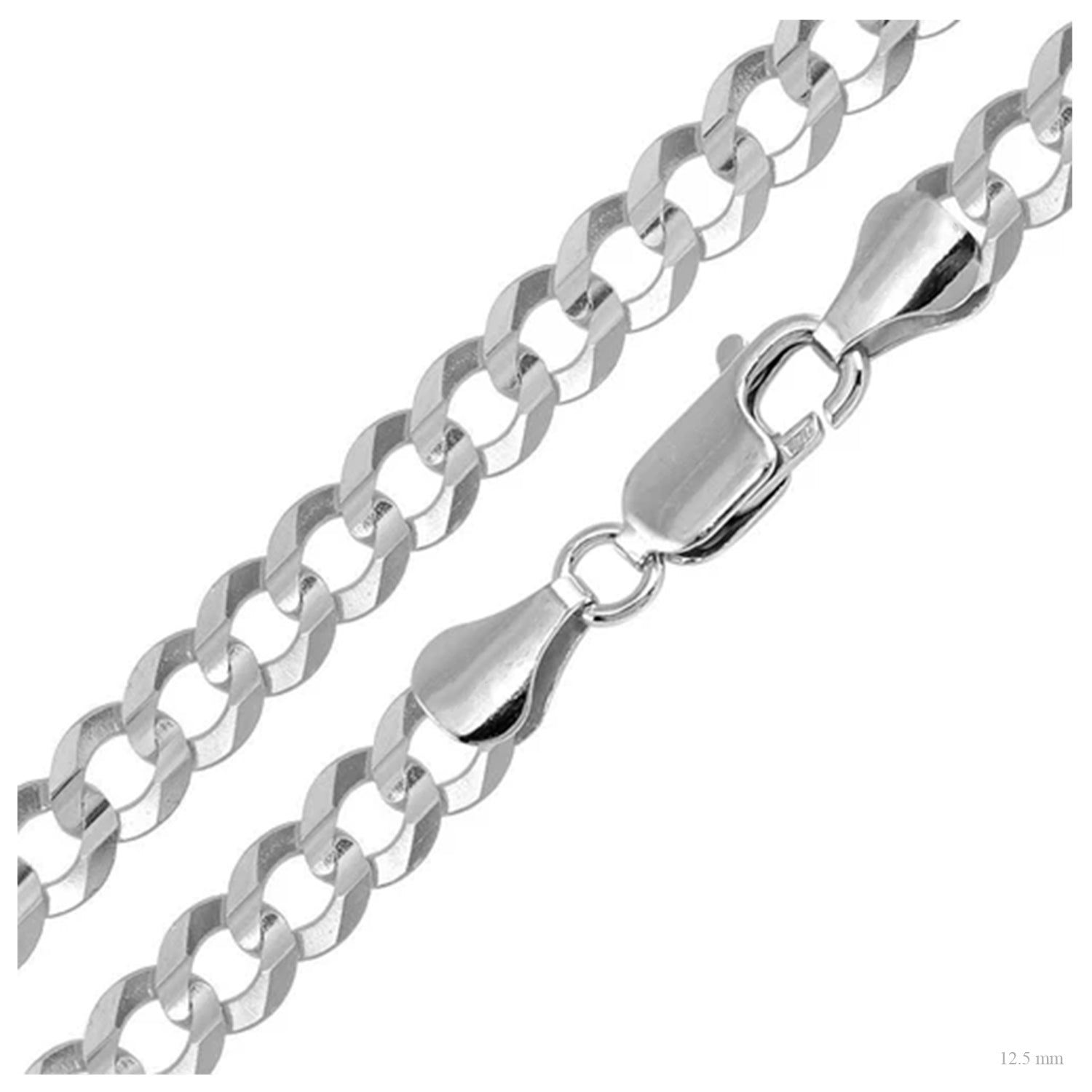 Sterling Silver 12.5 mm Curb Chain