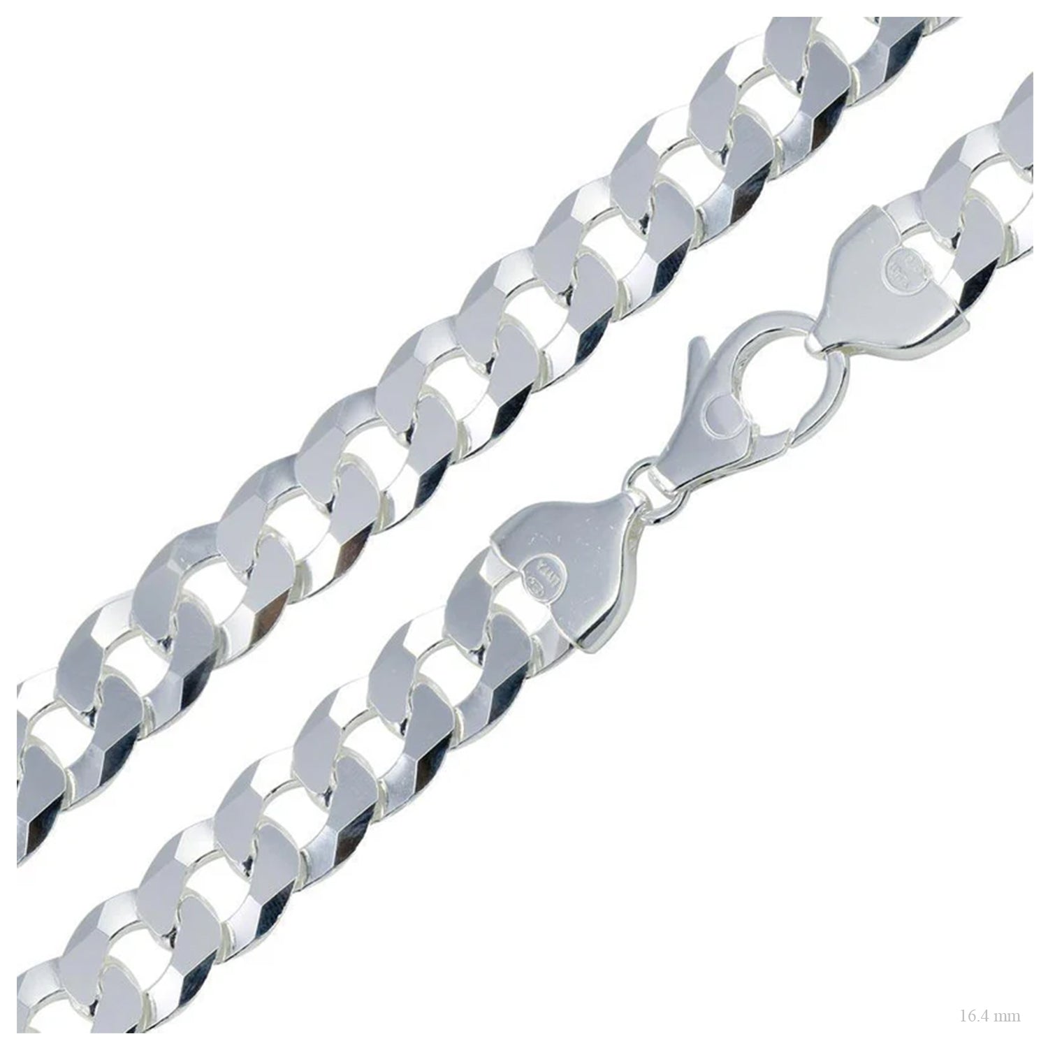 Sterling Silver 16.4 mm Curb Chain