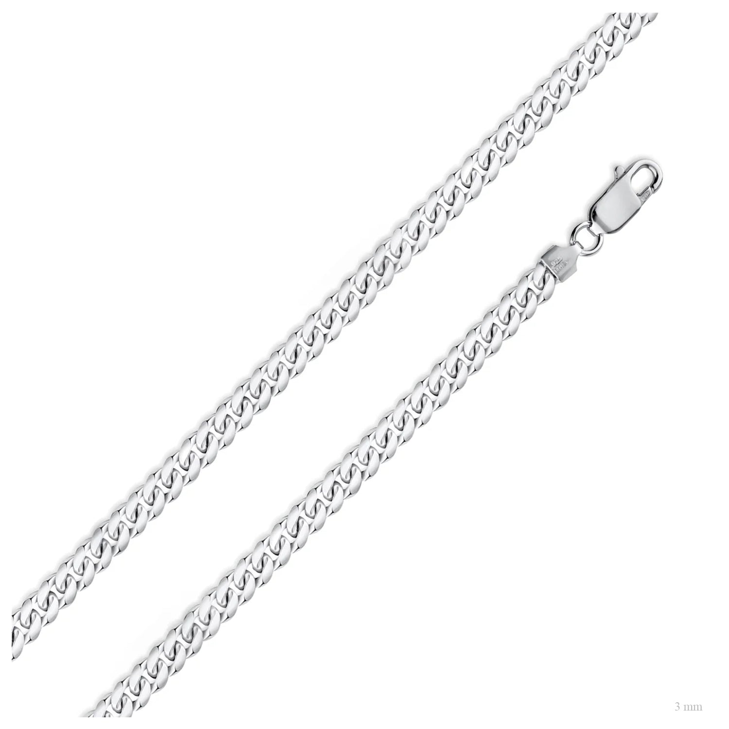 Sterling Silver 3 mm Miami Cuban Chain