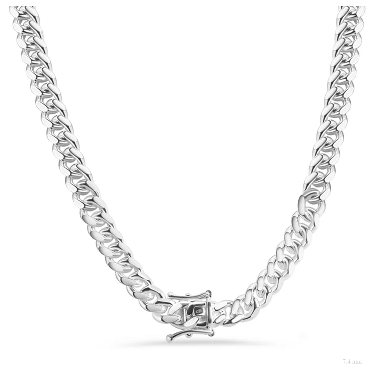 Sterling Silver 7.4 mm Miami Cuban Box Lock Chain