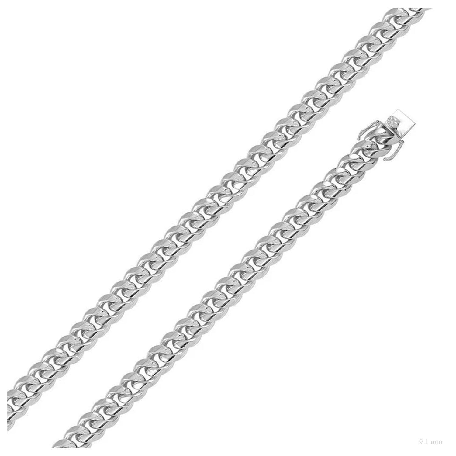 Sterling Silver 9.1 mm Miami Cuban Box Lock Chain