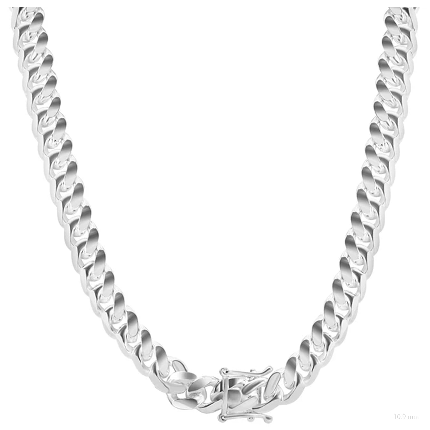 Sterling Silver 10.9 mm Miami Cuban Box Lock Chain