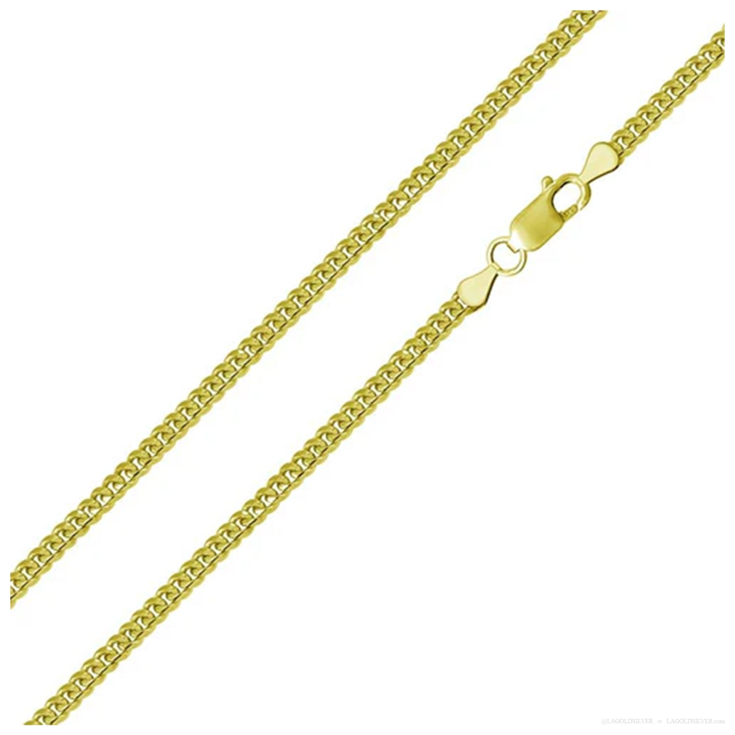 Sterling Silver Gold Plated 1.9 mm Miami Cuban Link Chain