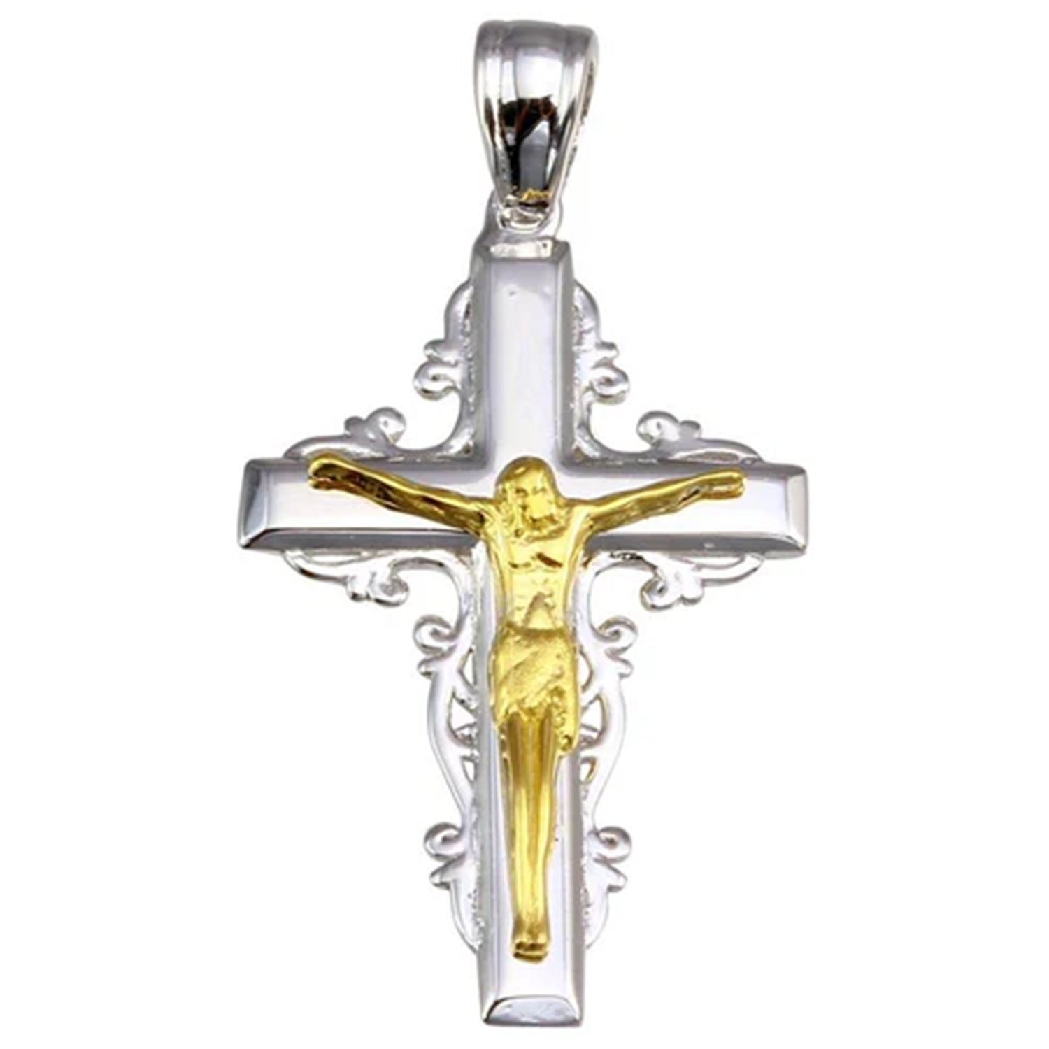 Sterling Silver Gold Plated Crucifix Pendant