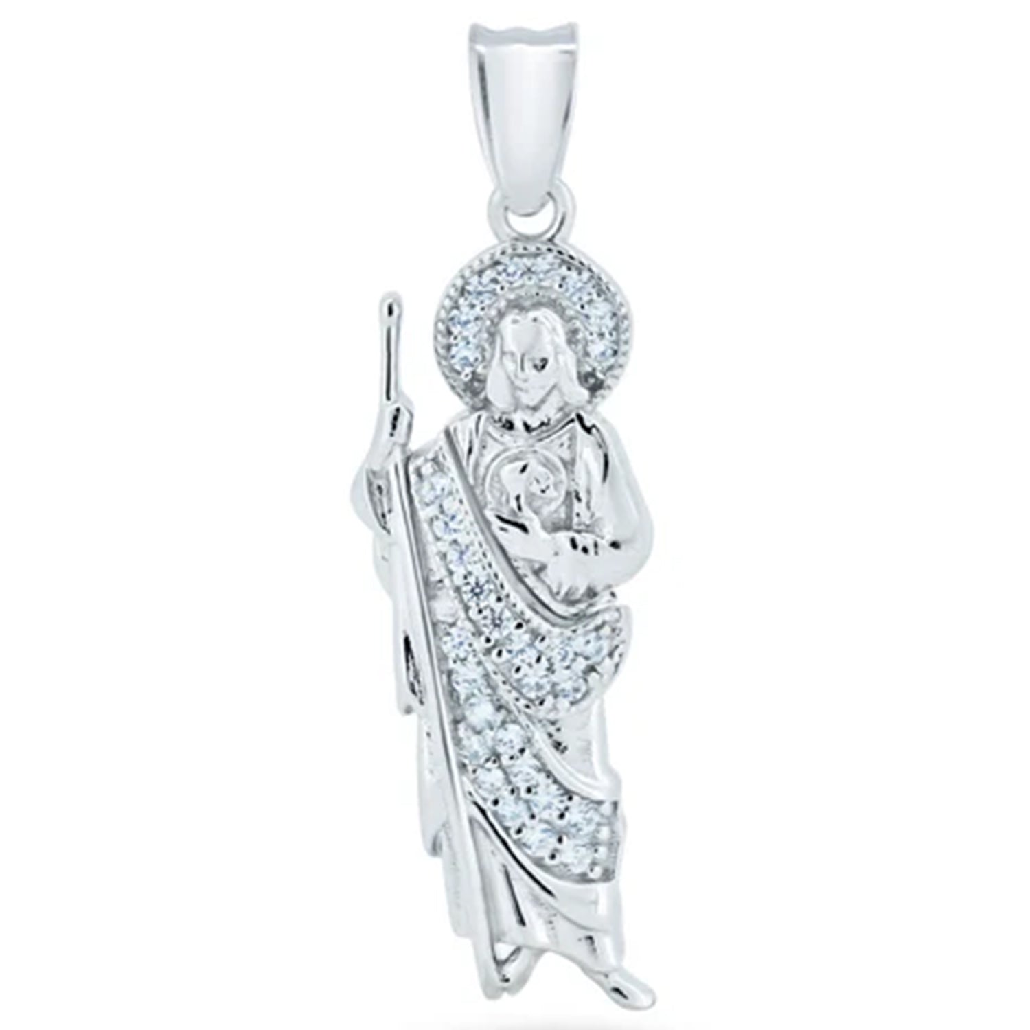 Sterling Silver CZ San Judas / St. Jude Pendant