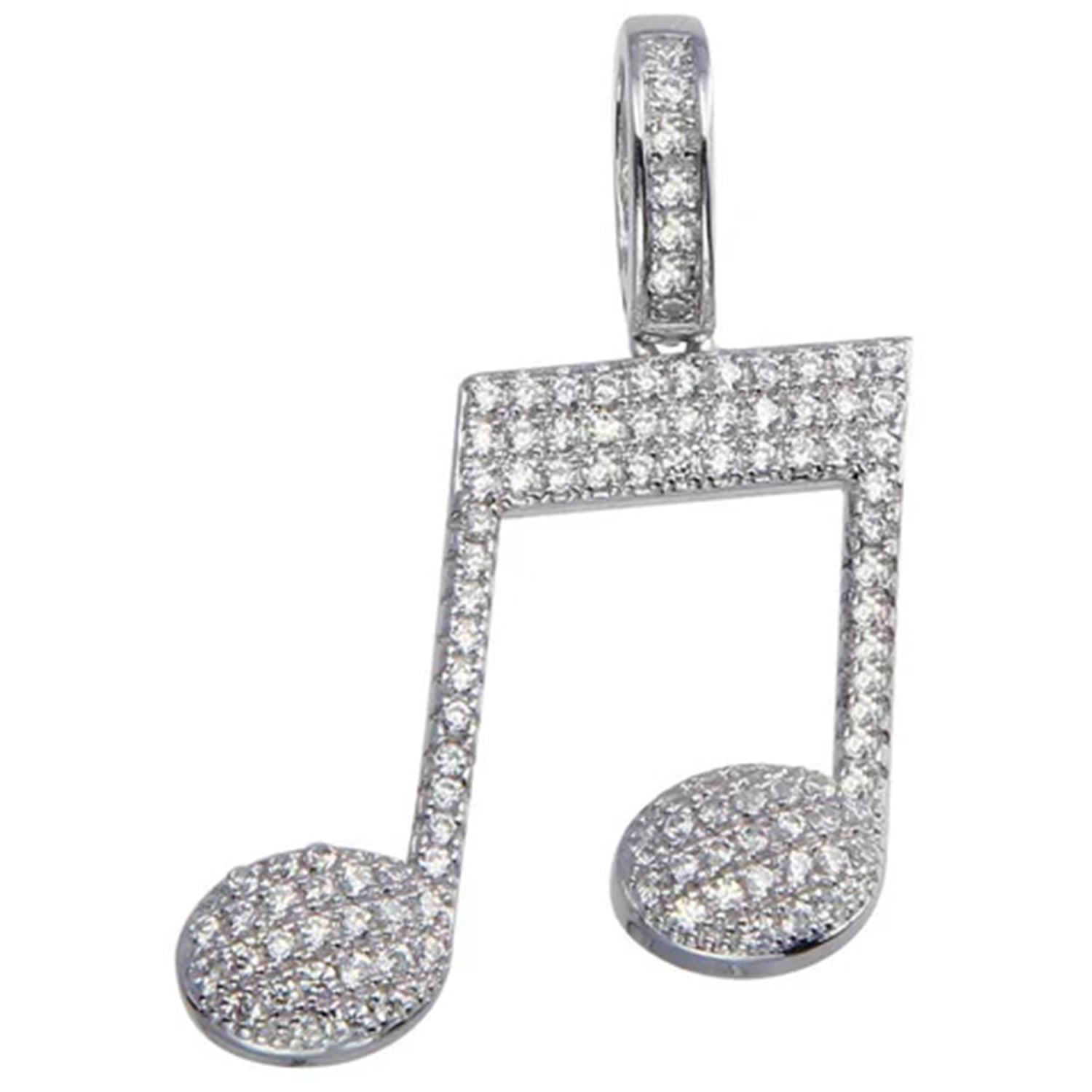 Sterling Silver CZ Music Pendant