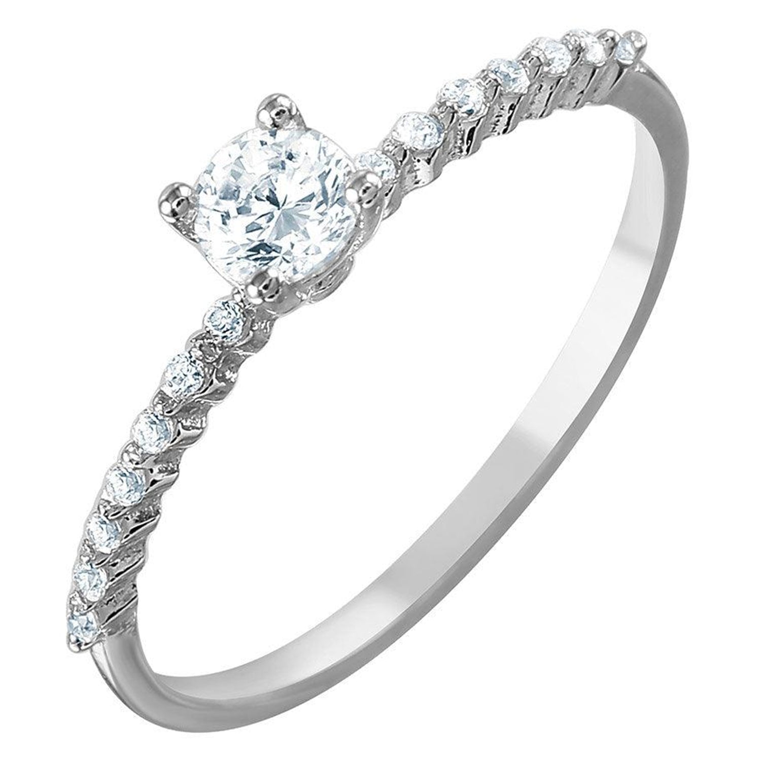 Sterling Silver Round Moissanite Ring