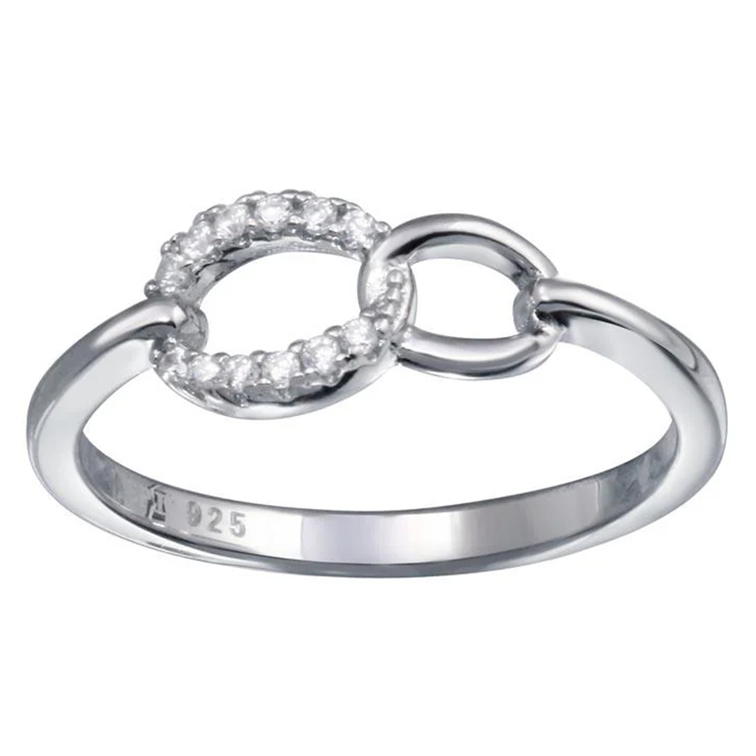 Sterling Silver Open Oval Link CZ Ring