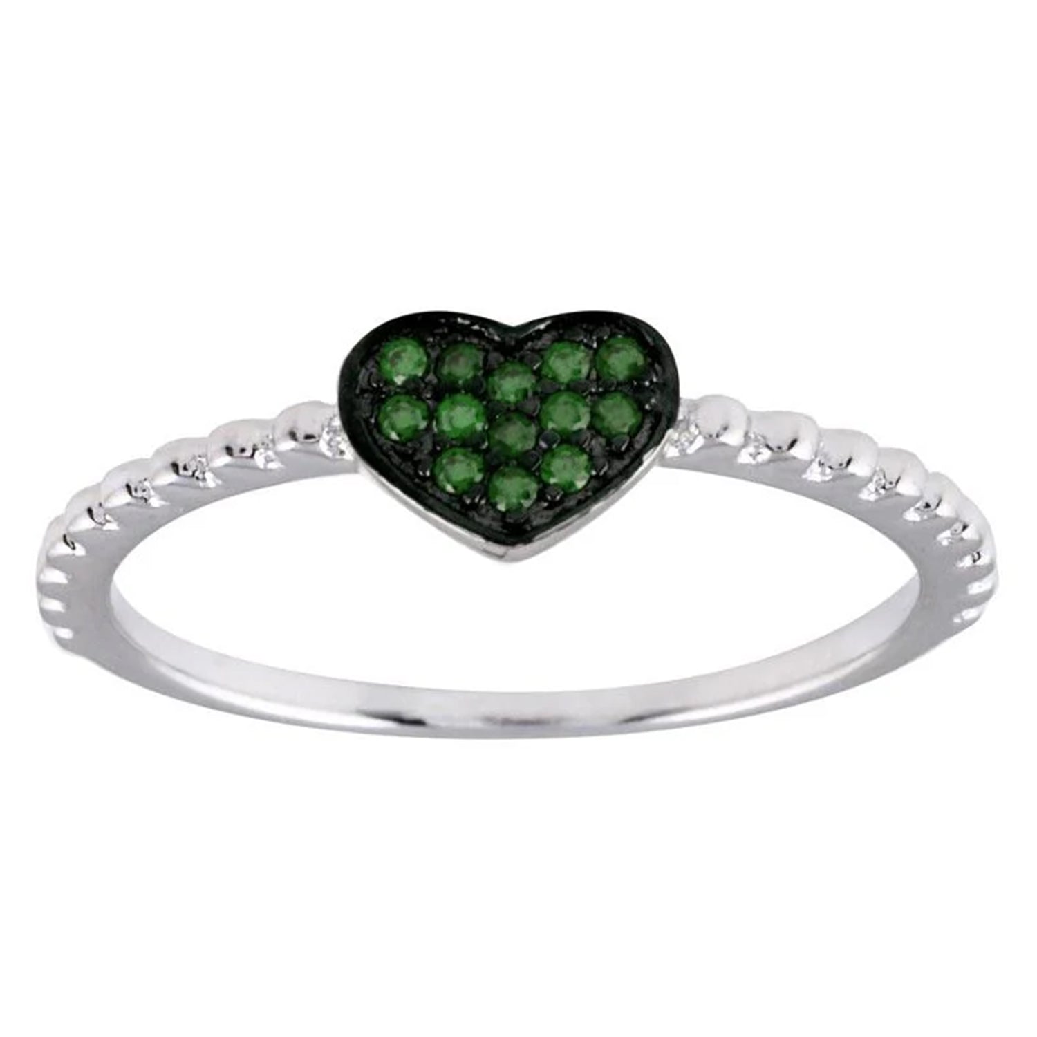 Sterling Silver Green CZ Heart Ring