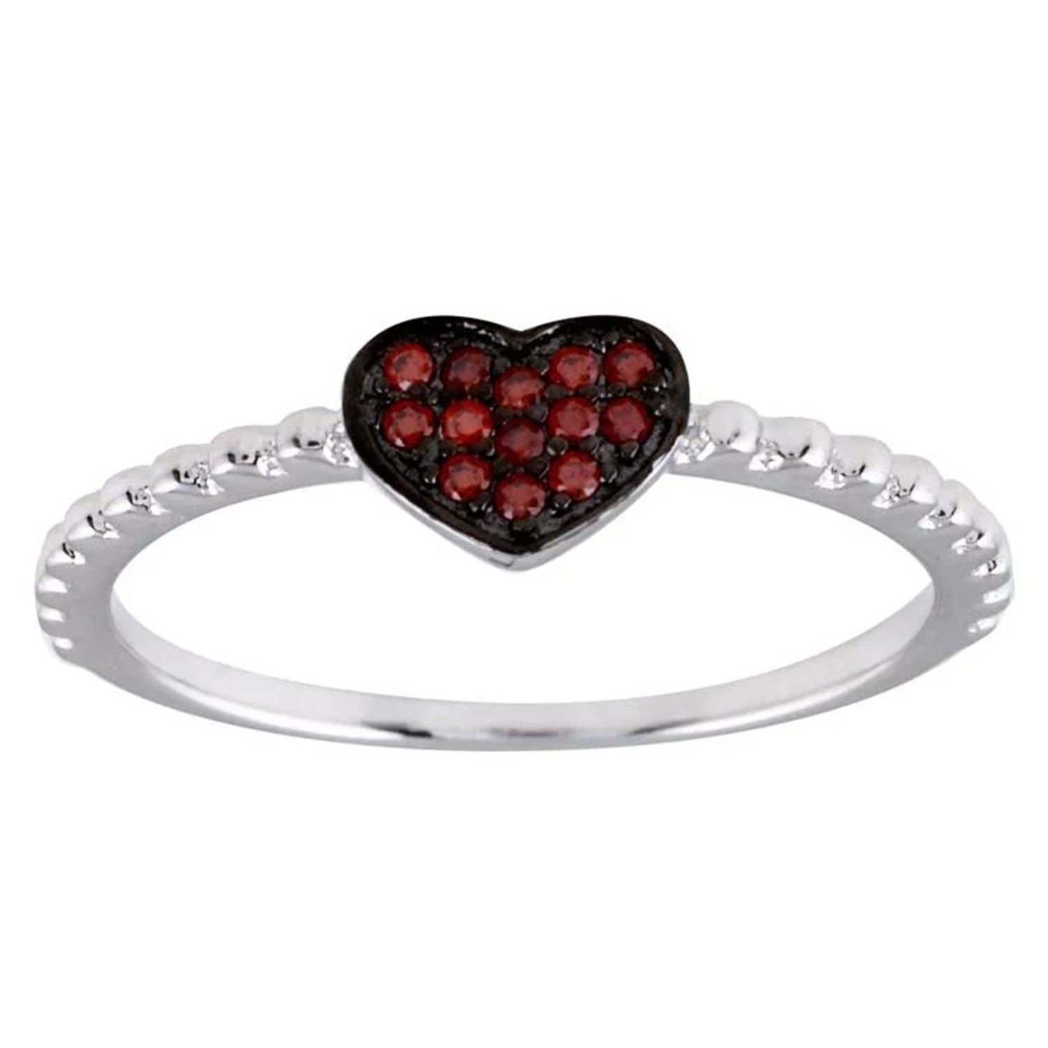 Sterling Silver Red CZ Heart Ring