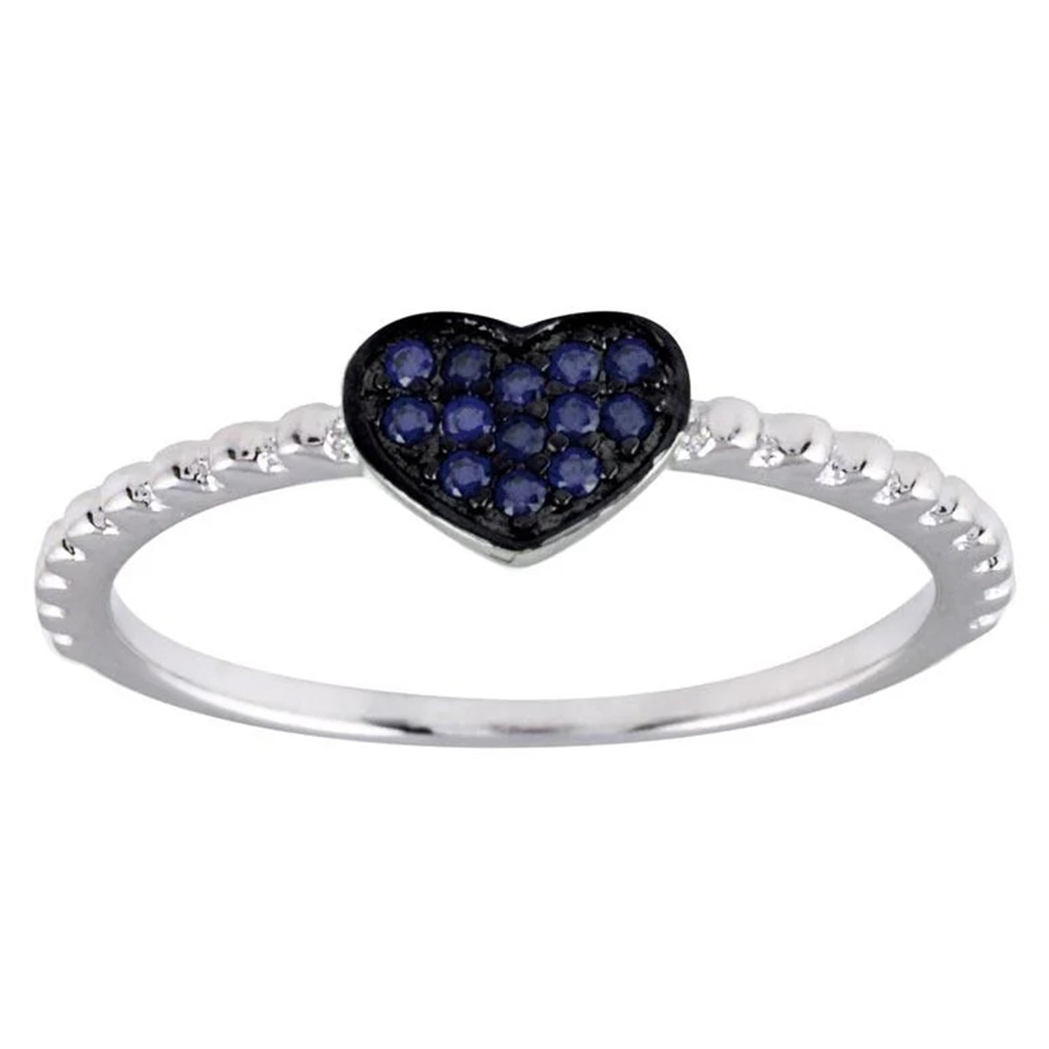 Sterling Silver Blue CZ Heart Ring