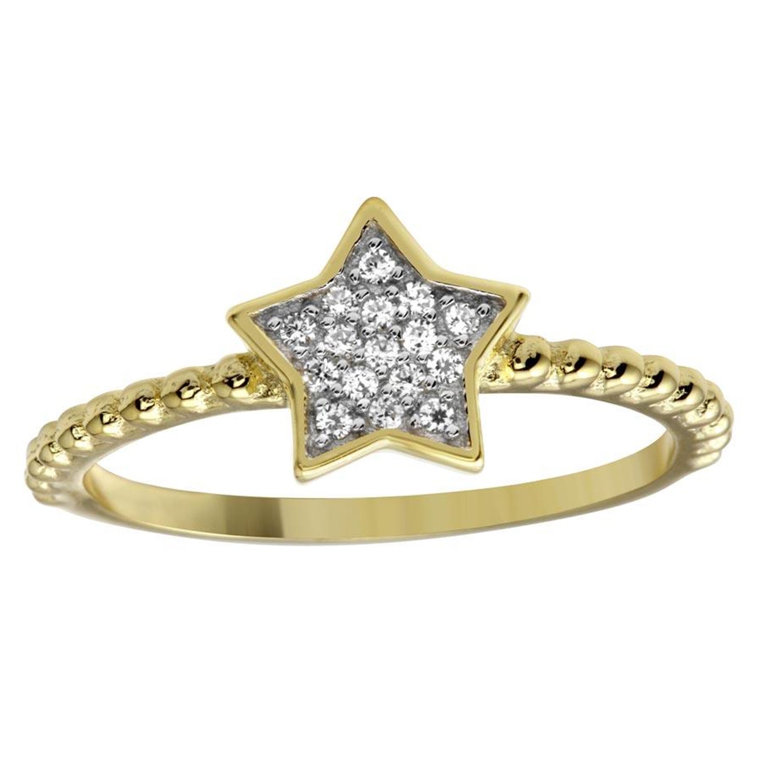 Sterling Silver Gold Plated CZ Star Ring