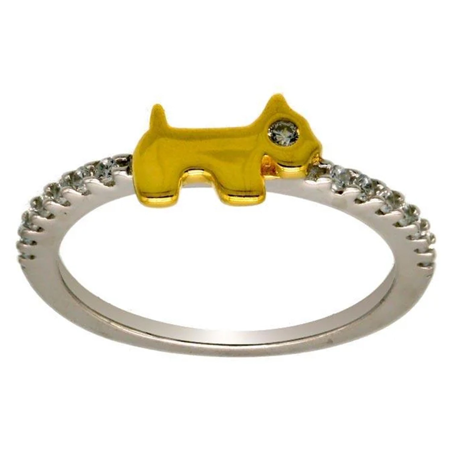 Sterling Silver CZ Dog Ring