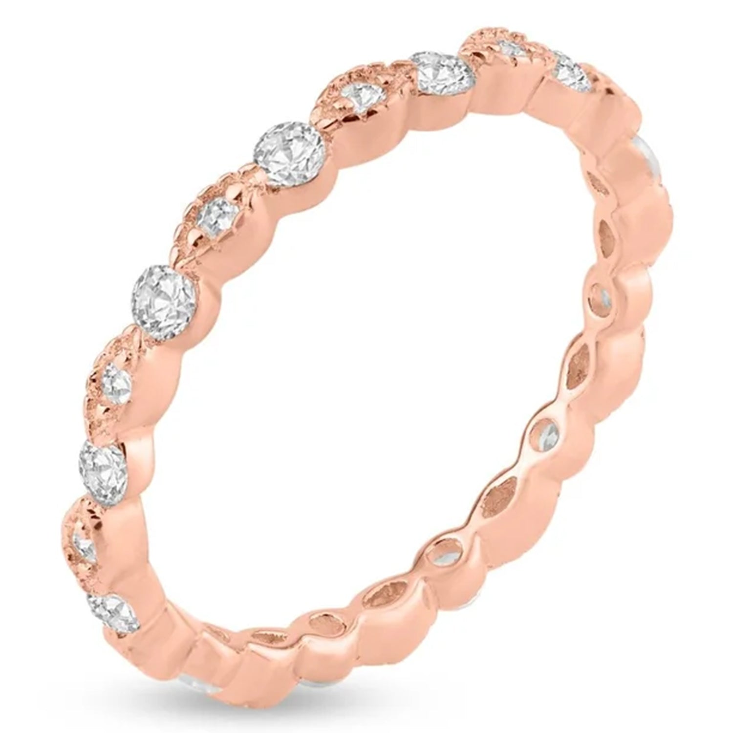 Sterling Silver Rose Gold Plated CZ Eternity Ring