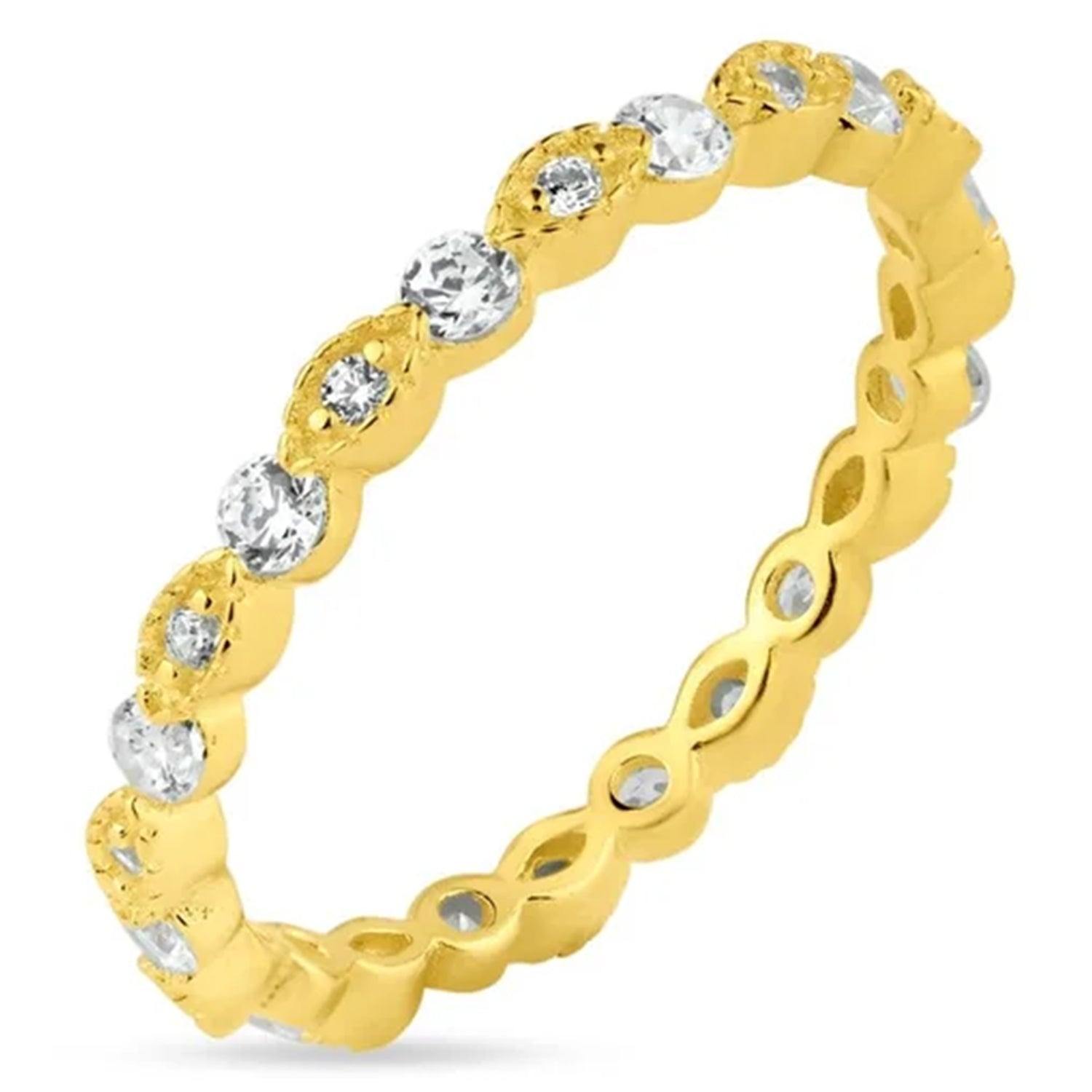 Sterling Silver Gold Plated CZ Eternity Ring