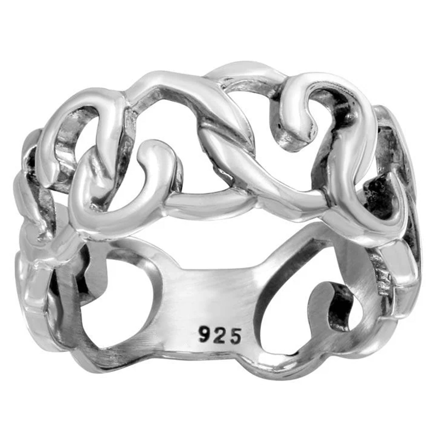Sterling Silver Heart Links Ring