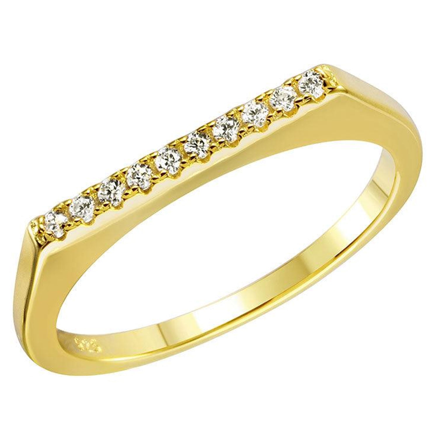 Sterling Silver Gold Plated CZ Stackable Ring