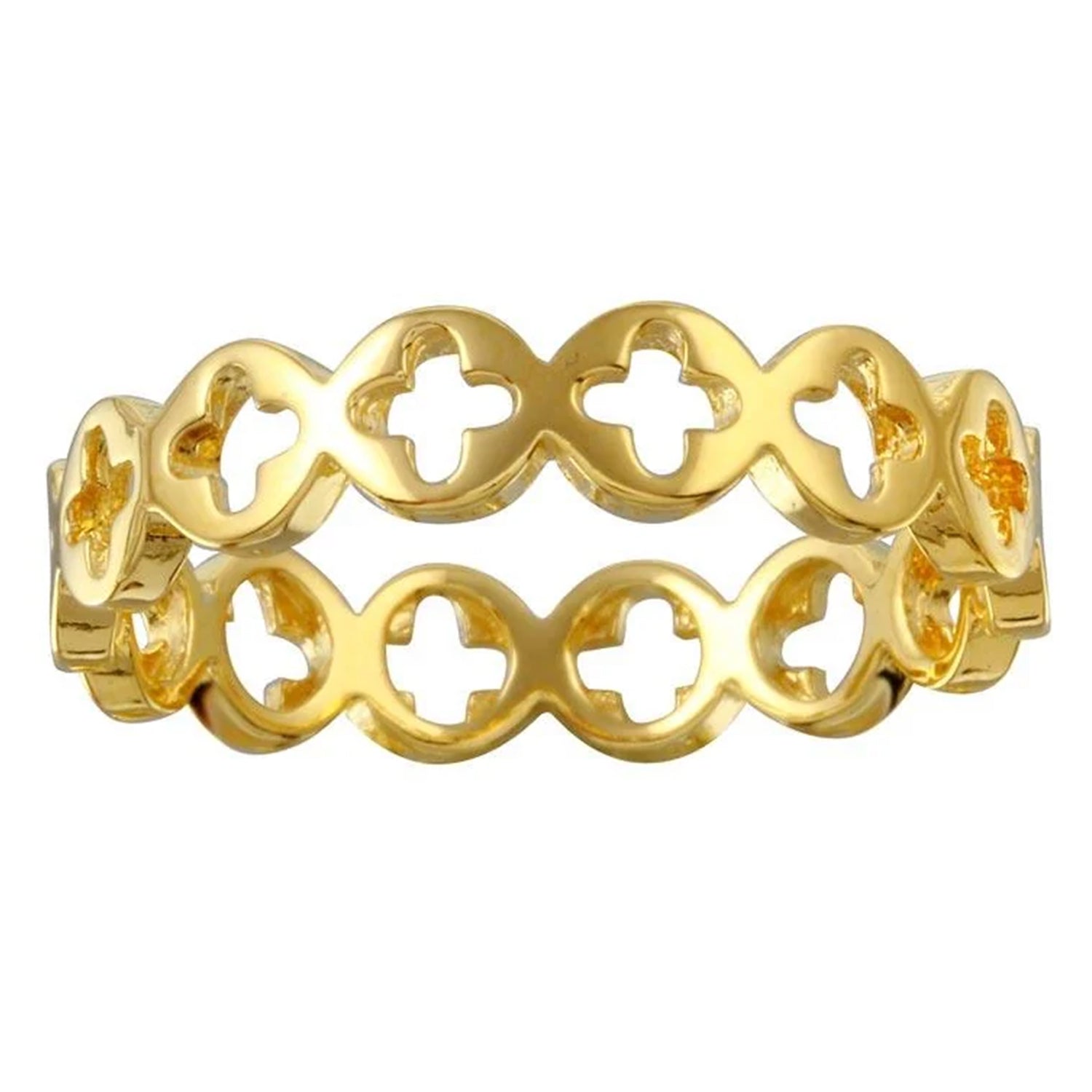 Sterling Silver Gold Plated Open Cross Ring